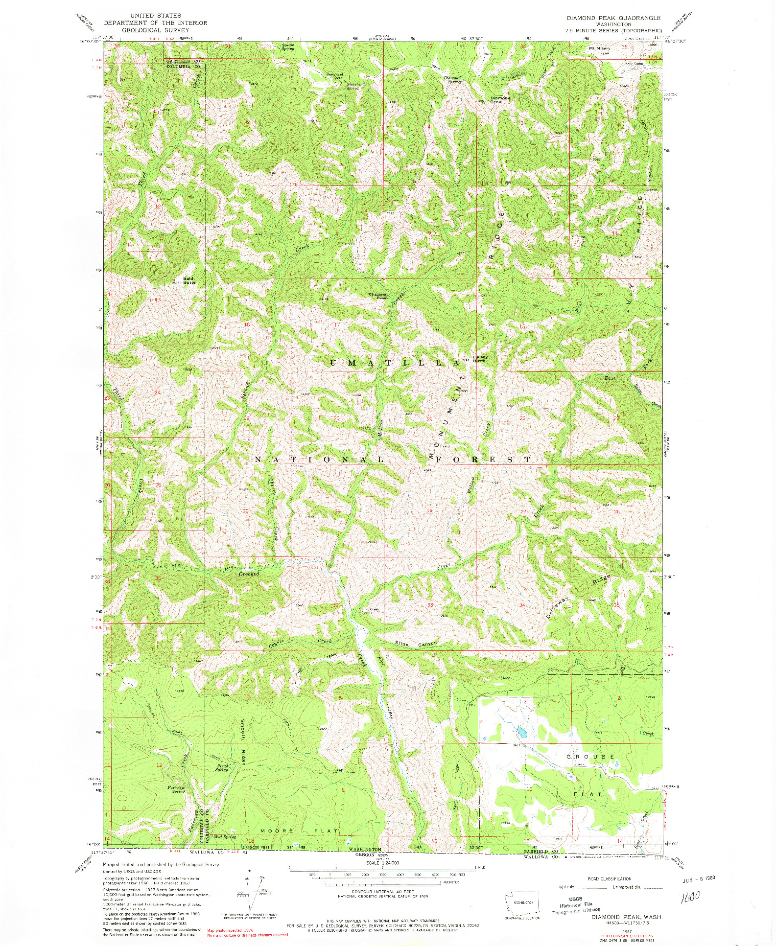 USGS 1:24000-SCALE QUADRANGLE FOR DIAMOND PEAK, WA 1967