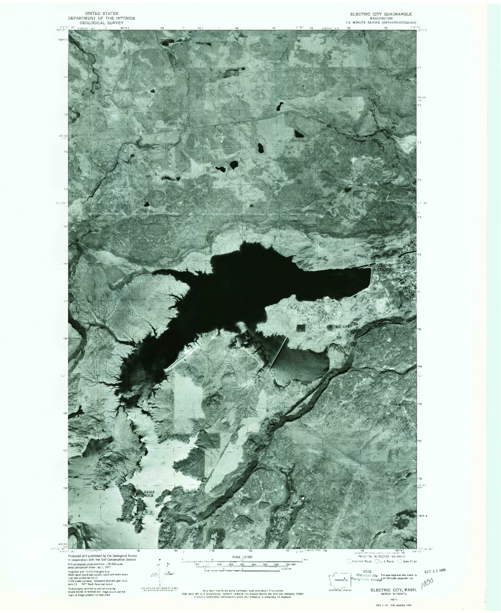 USGS 1:24000-SCALE QUADRANGLE FOR ELECTRIC CITY, WA 1977