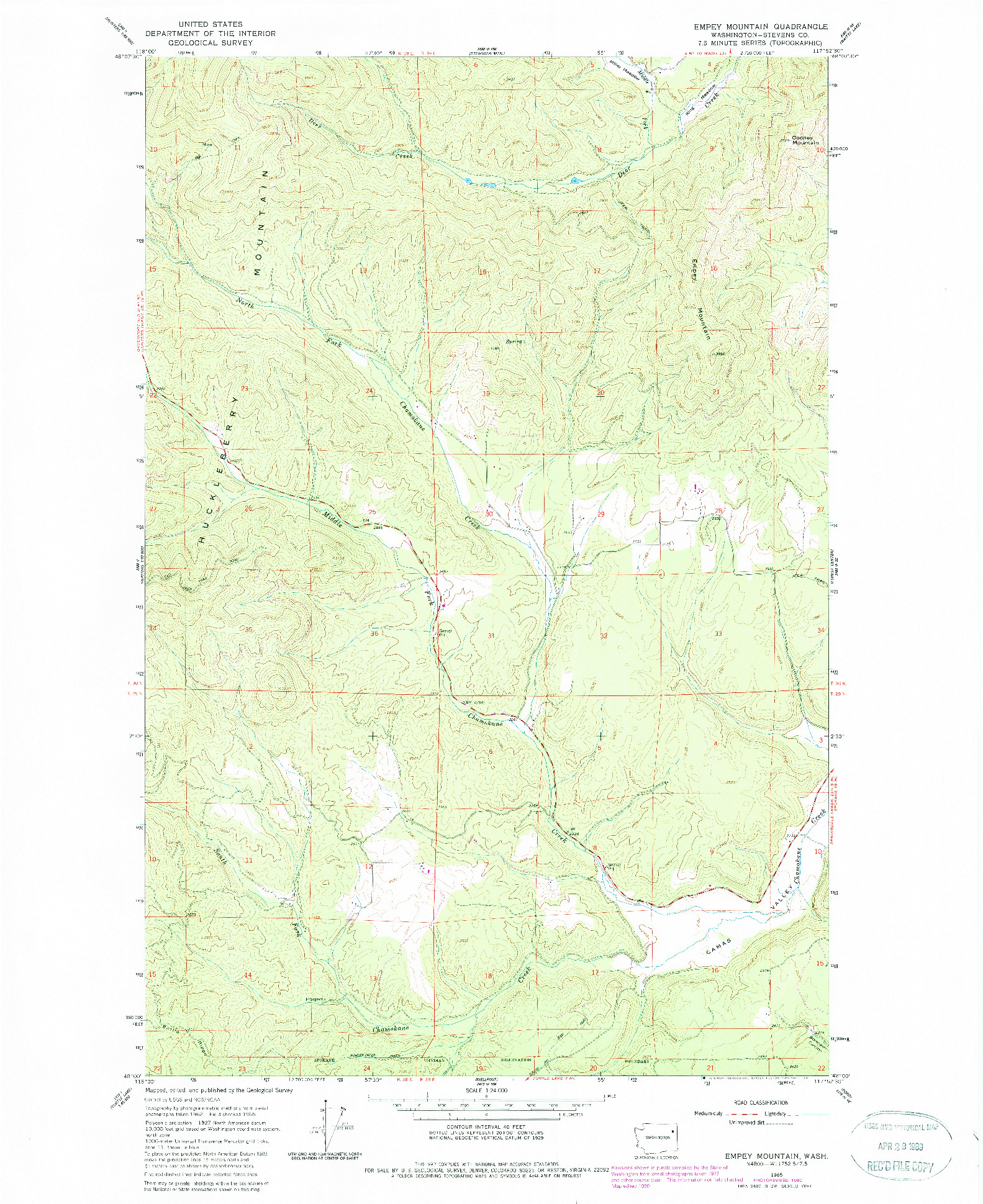 USGS 1:24000-SCALE QUADRANGLE FOR EMPEY MOUNTAIN, WA 1965