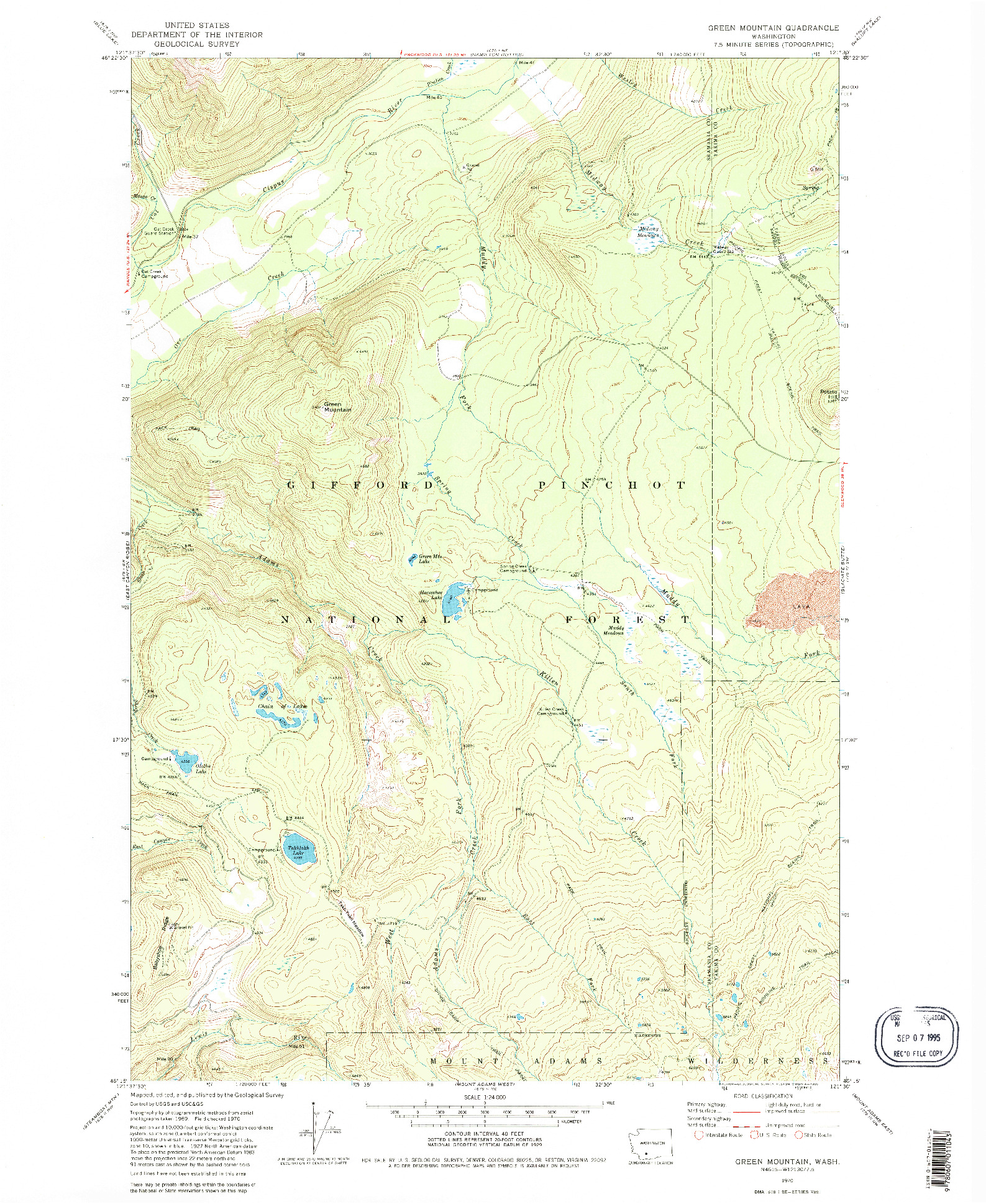 USGS 1:24000-SCALE QUADRANGLE FOR GREEN MOUNTAIN, WA 1970