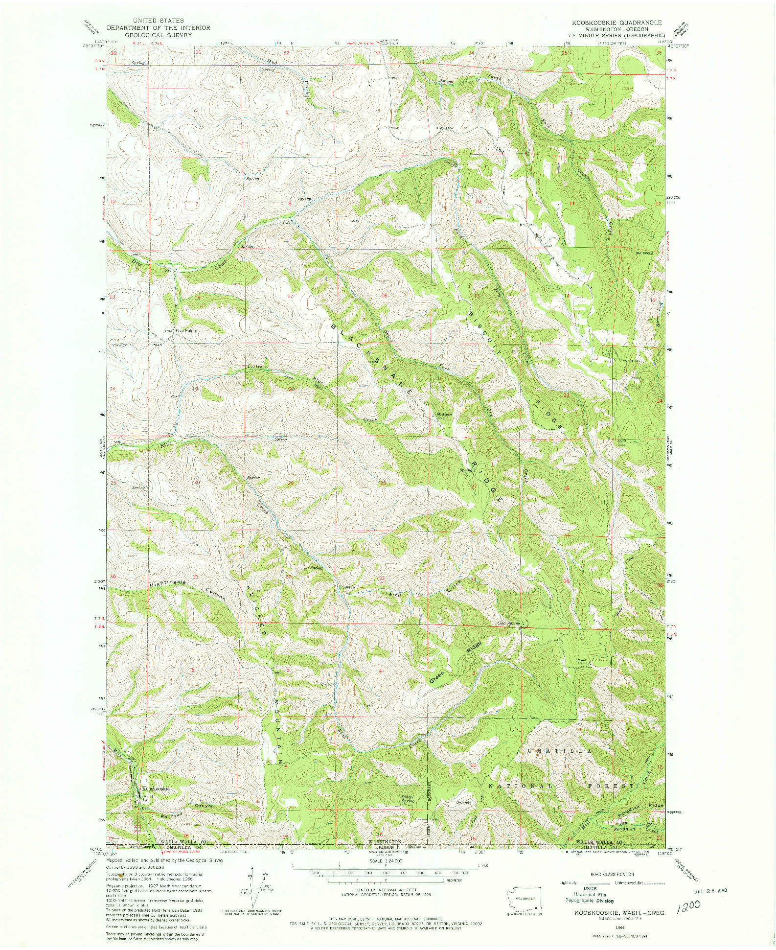 USGS 1:24000-SCALE QUADRANGLE FOR KOOSKOOSKIE, WA 1966