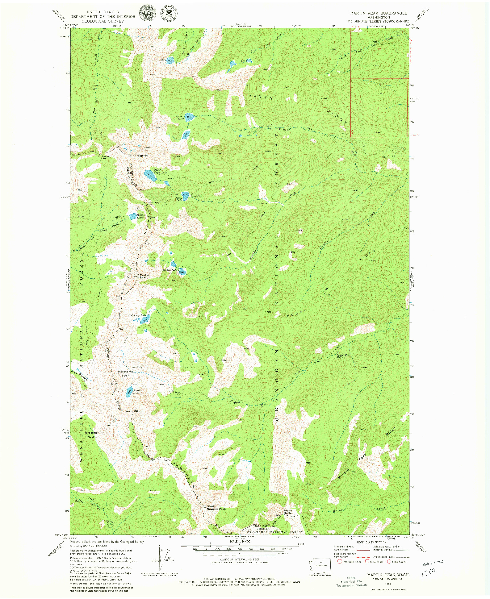 USGS 1:24000-SCALE QUADRANGLE FOR MARTIN PEAK, WA 1969