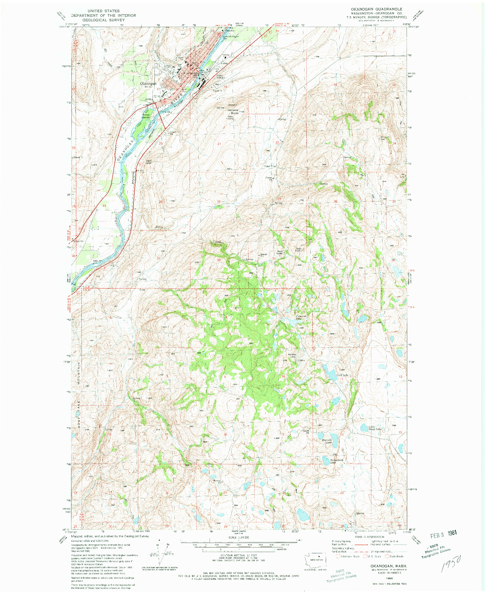 USGS 1:24000-SCALE QUADRANGLE FOR OKANOGAN, WA 1980