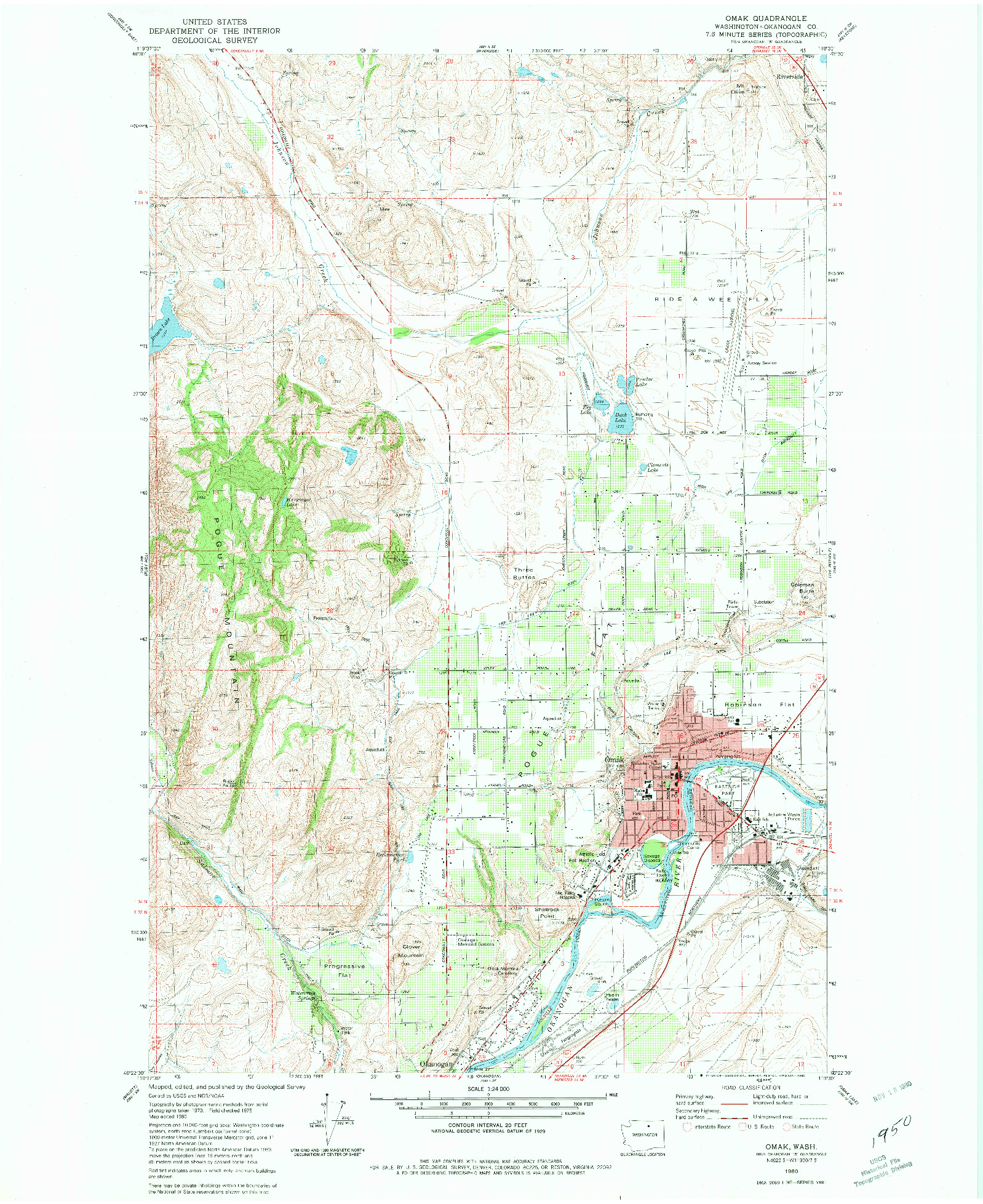 USGS 1:24000-SCALE QUADRANGLE FOR OMAK, WA 1980