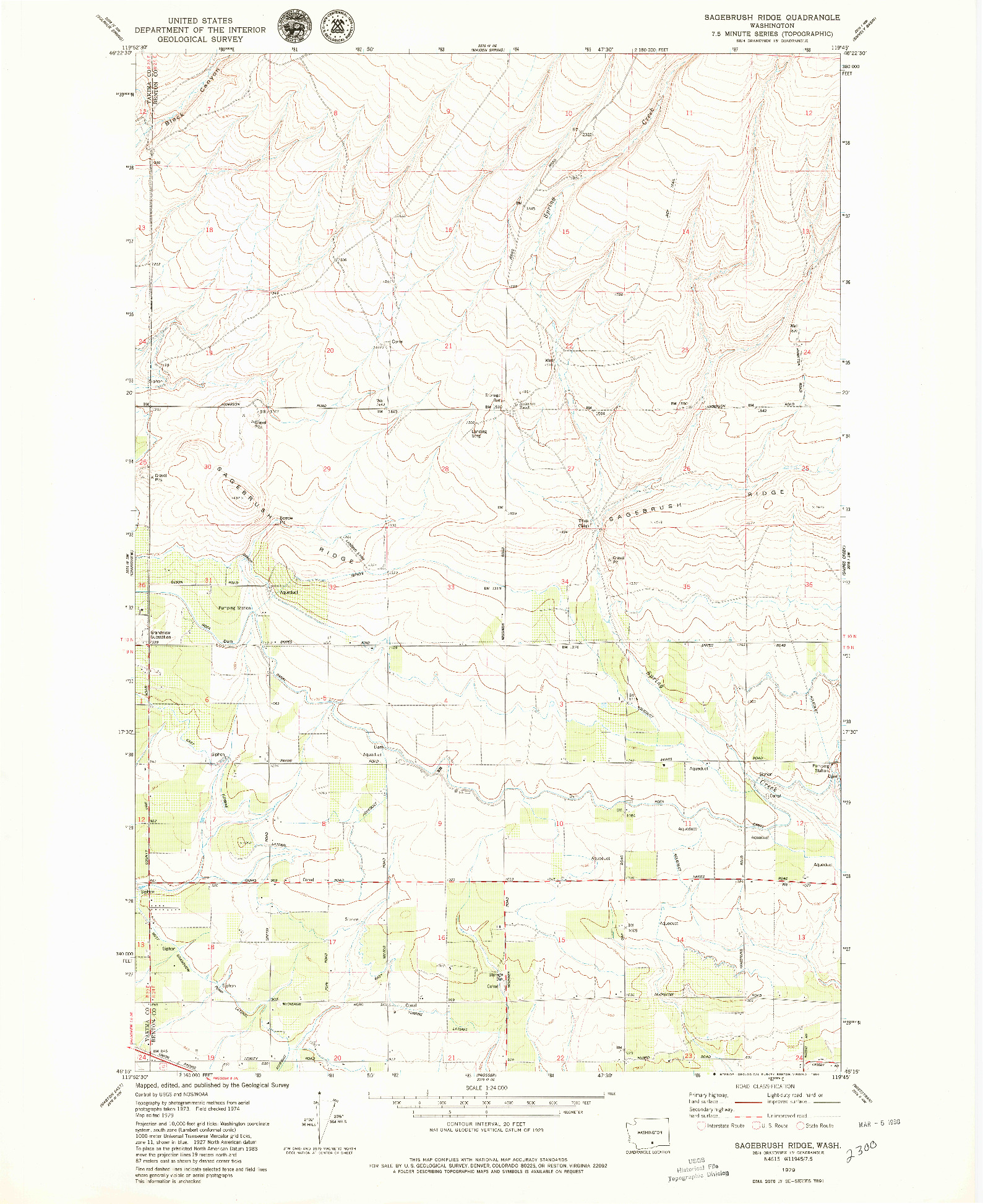 USGS 1:24000-SCALE QUADRANGLE FOR SAGEBRUSH RIDGE, WA 1979