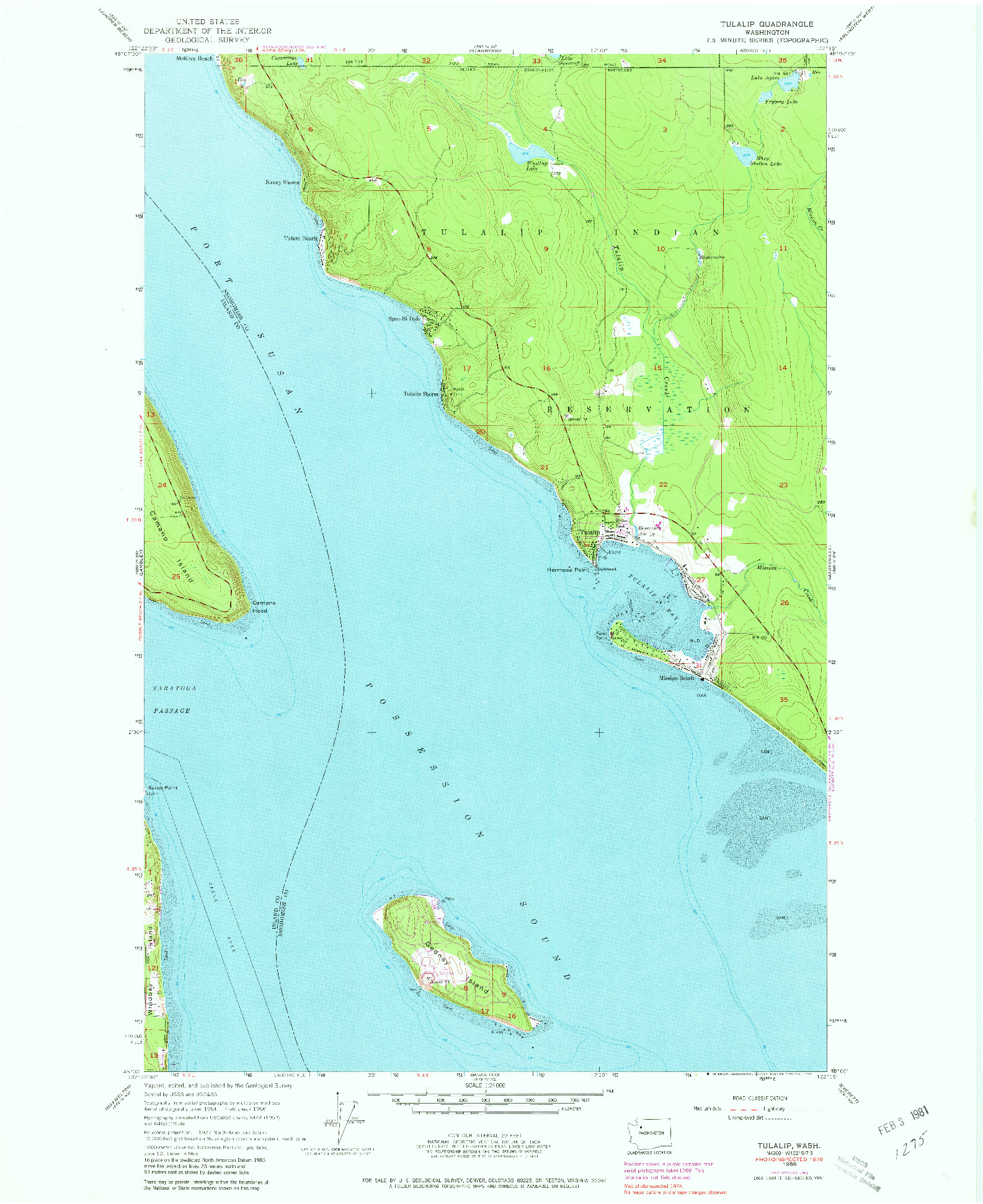 USGS 1:24000-SCALE QUADRANGLE FOR TULALIP, WA 1956