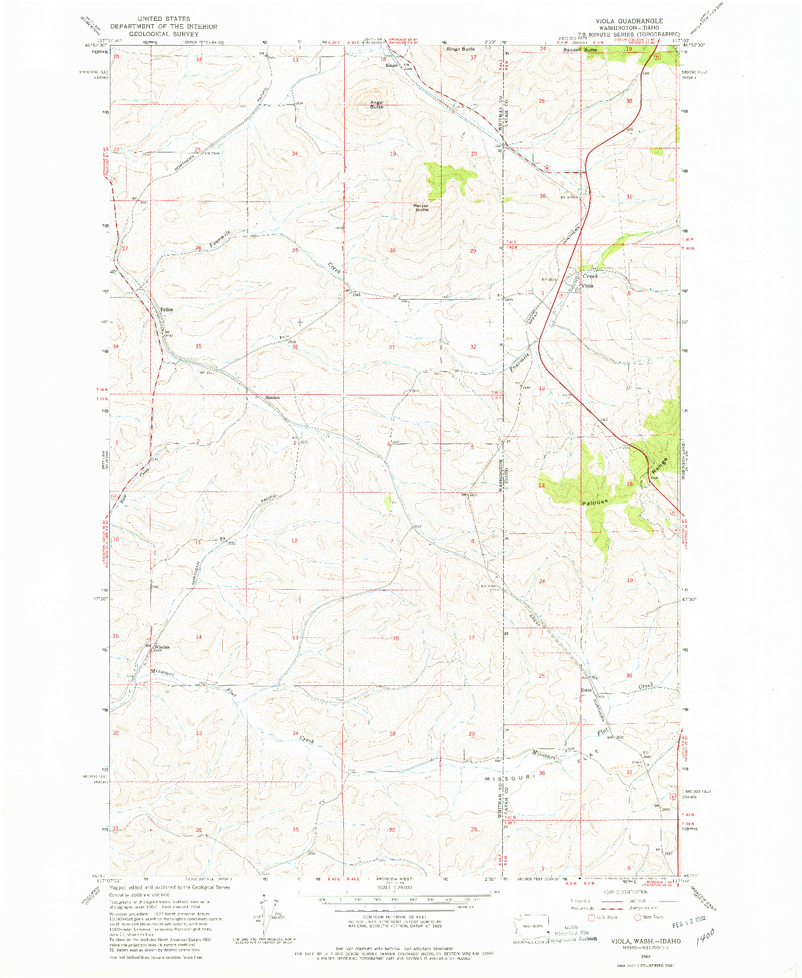 USGS 1:24000-SCALE QUADRANGLE FOR VIOLA, WA 1964