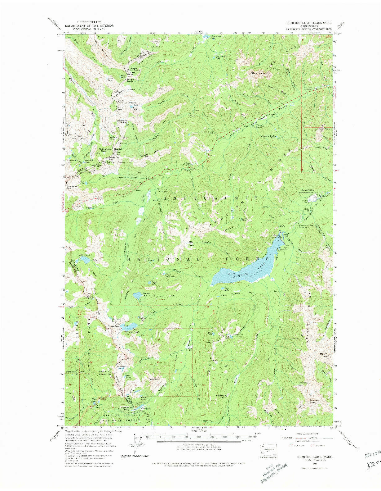 USGS 1:62500-SCALE QUADRANGLE FOR BUMPING LAKE, WA 1962