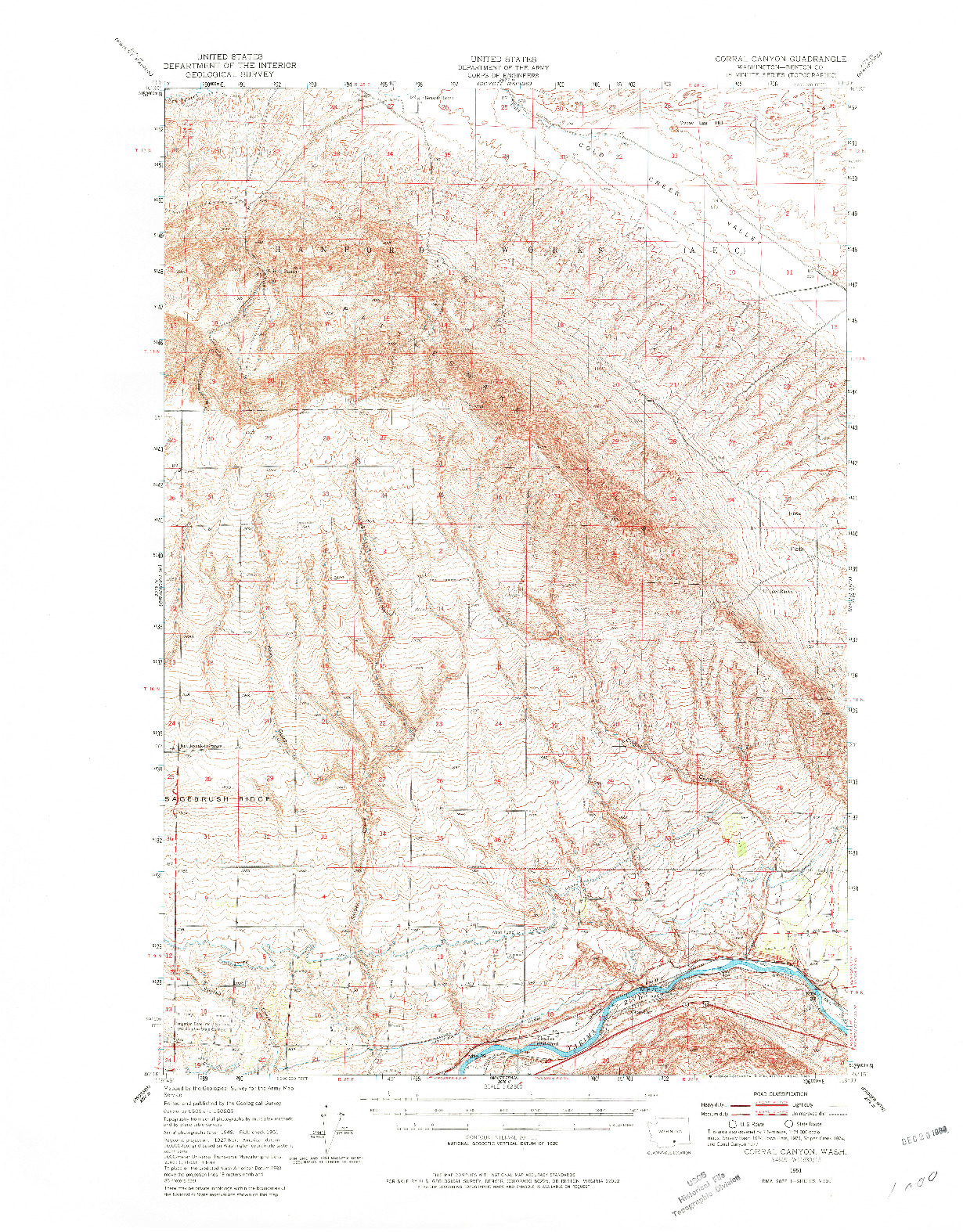 USGS 1:62500-SCALE QUADRANGLE FOR CORRAL CANYON, WA 1951