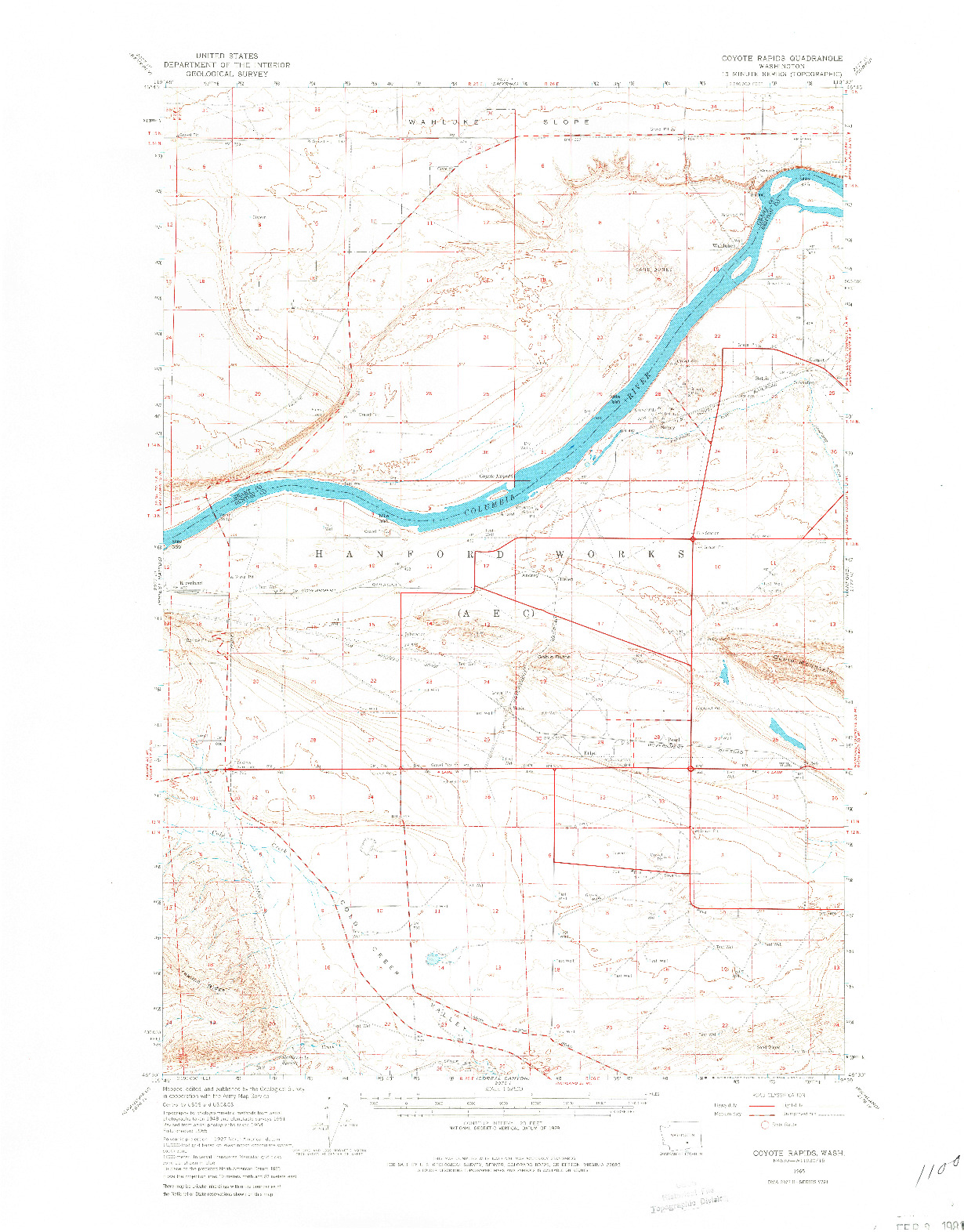 USGS 1:62500-SCALE QUADRANGLE FOR COYOTE RAPIDS, WA 1965