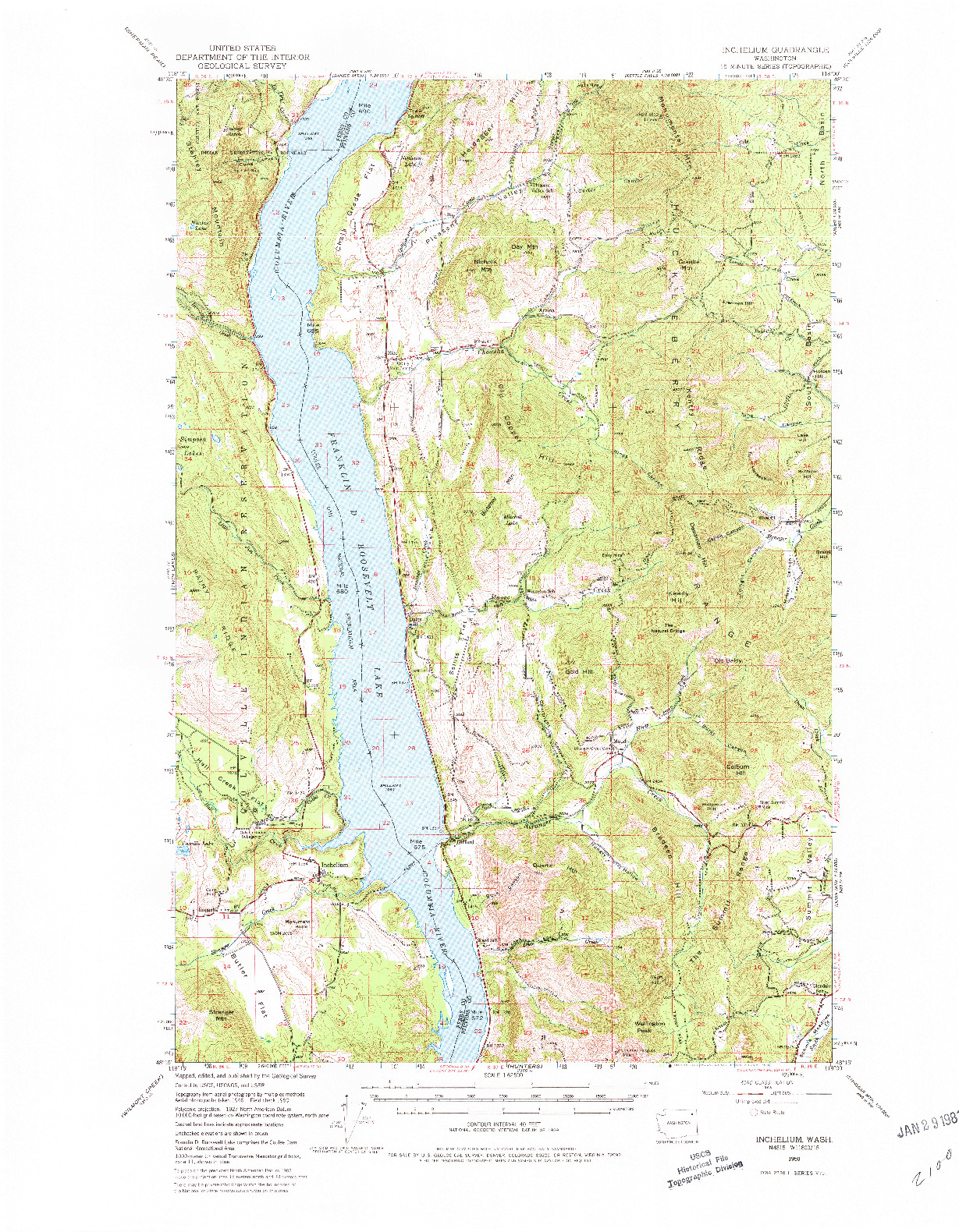 USGS 1:62500-SCALE QUADRANGLE FOR INCHELIUM, WA 1950