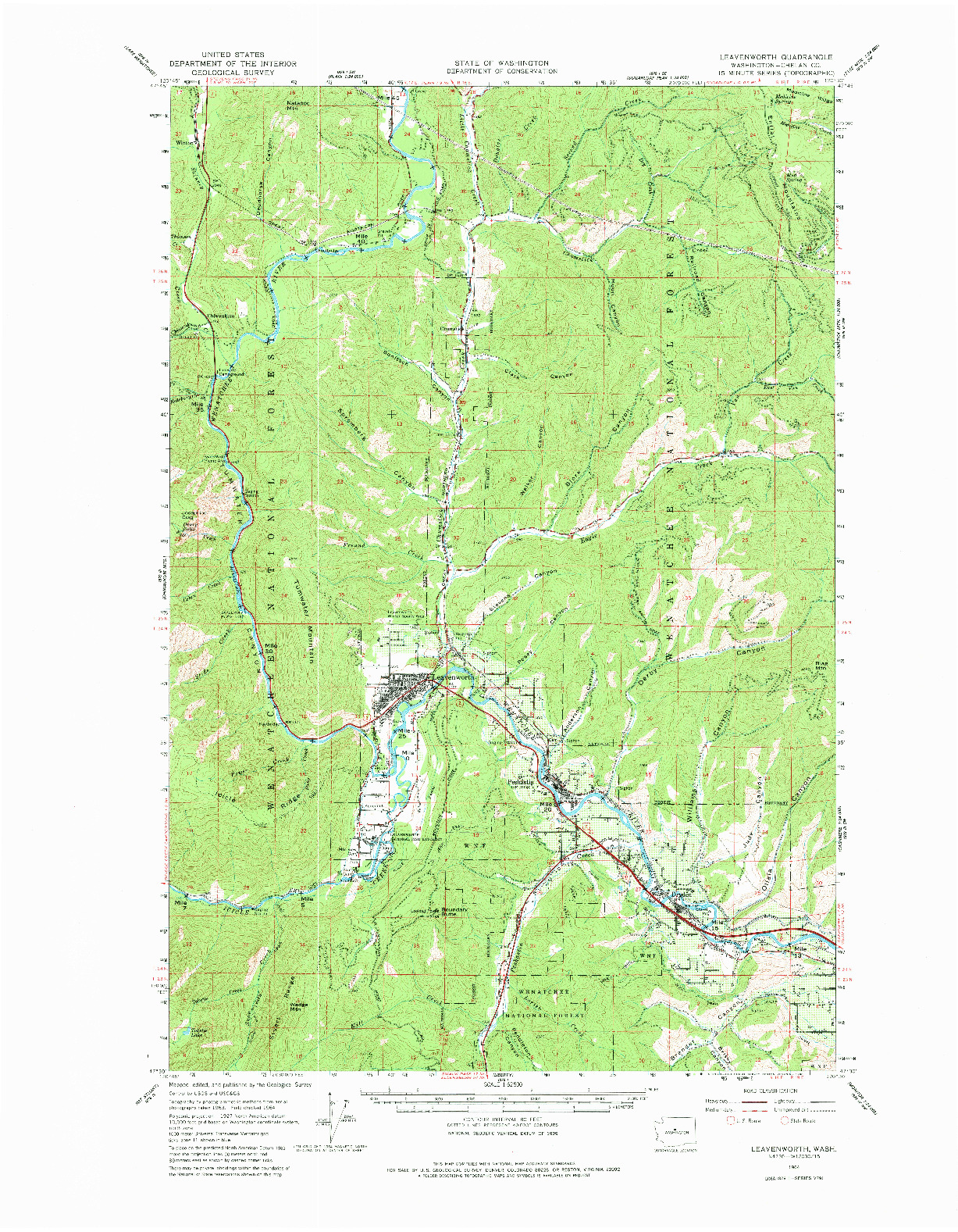 USGS 1:62500-SCALE QUADRANGLE FOR LEAVENWORTH, WA 1964