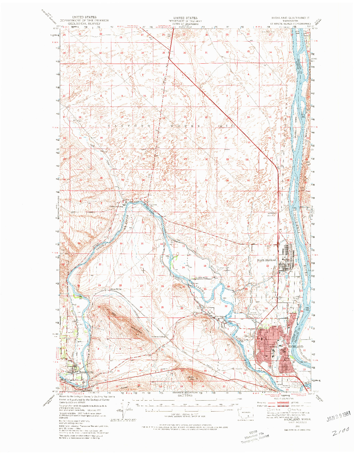 USGS 1:62500-SCALE QUADRANGLE FOR RICHLAND, WA 1951