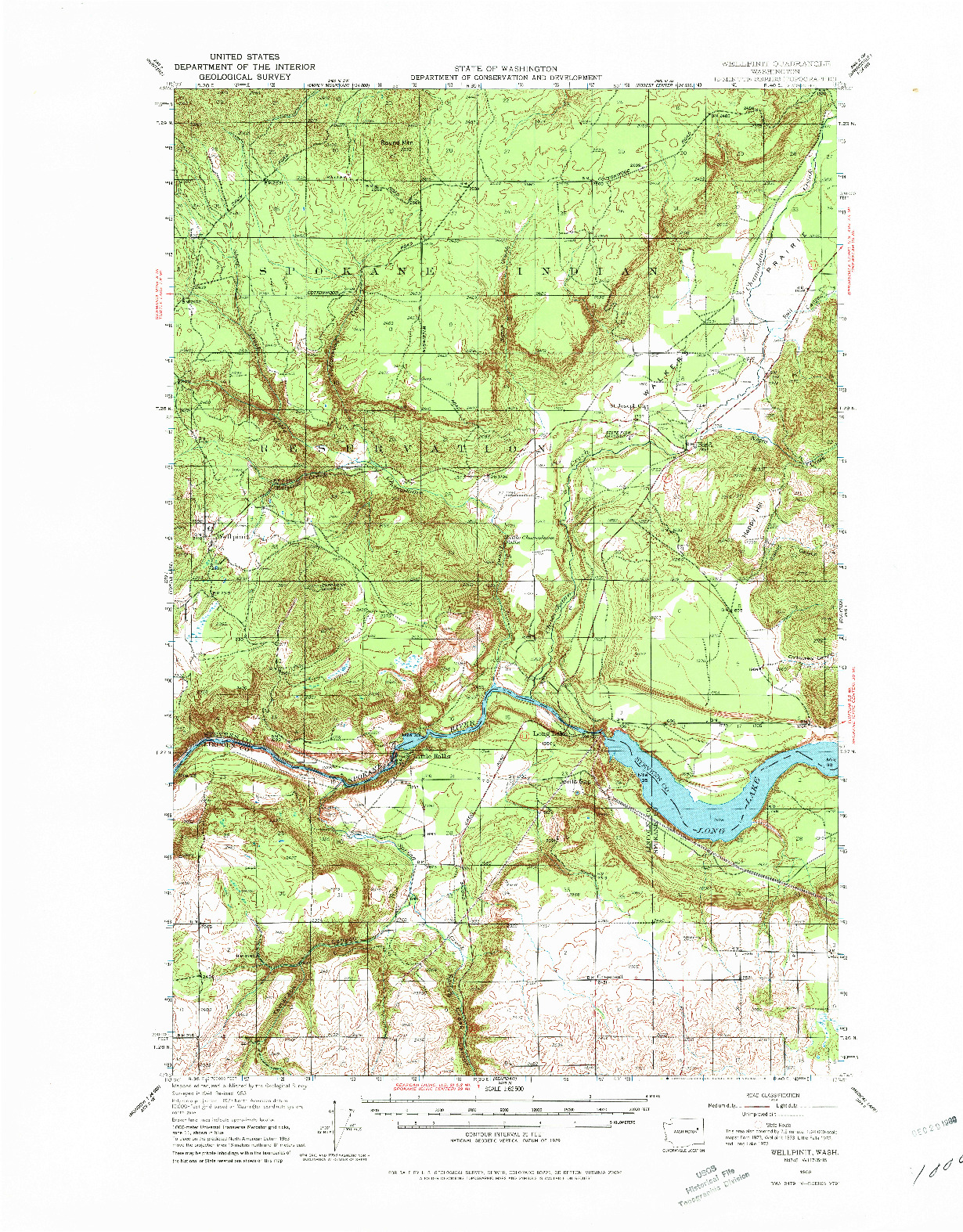 USGS 1:62500-SCALE QUADRANGLE FOR WELLPINIT, WA 1953