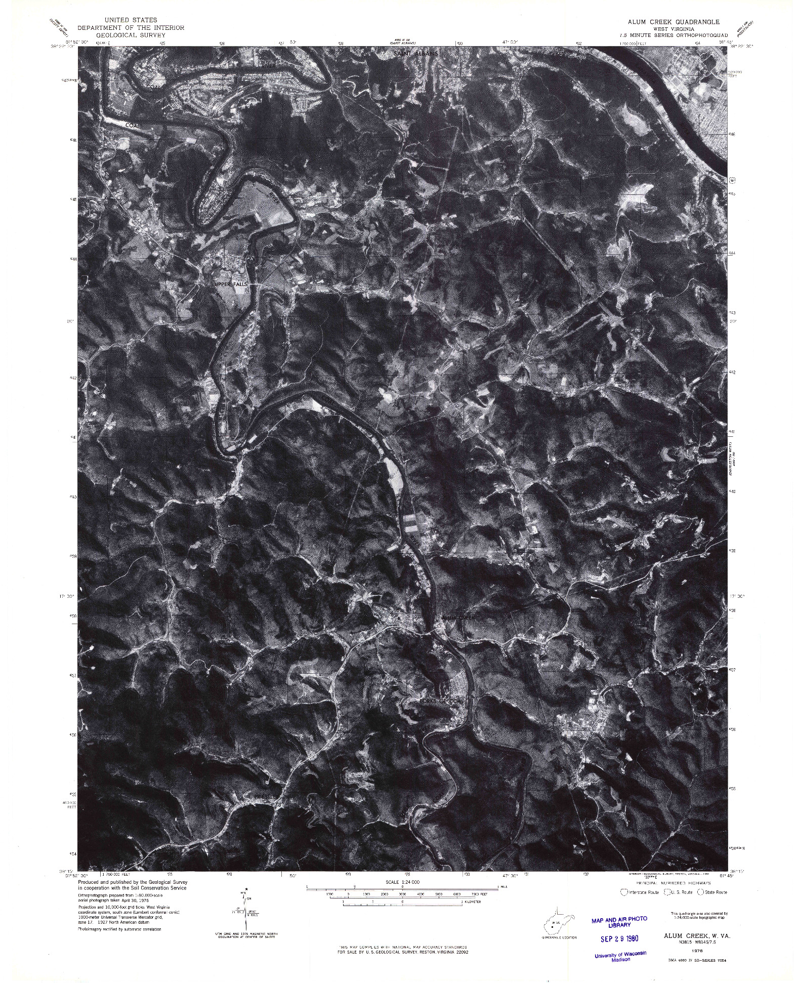 USGS 1:24000-SCALE QUADRANGLE FOR ALUM CREEK, WV 1976