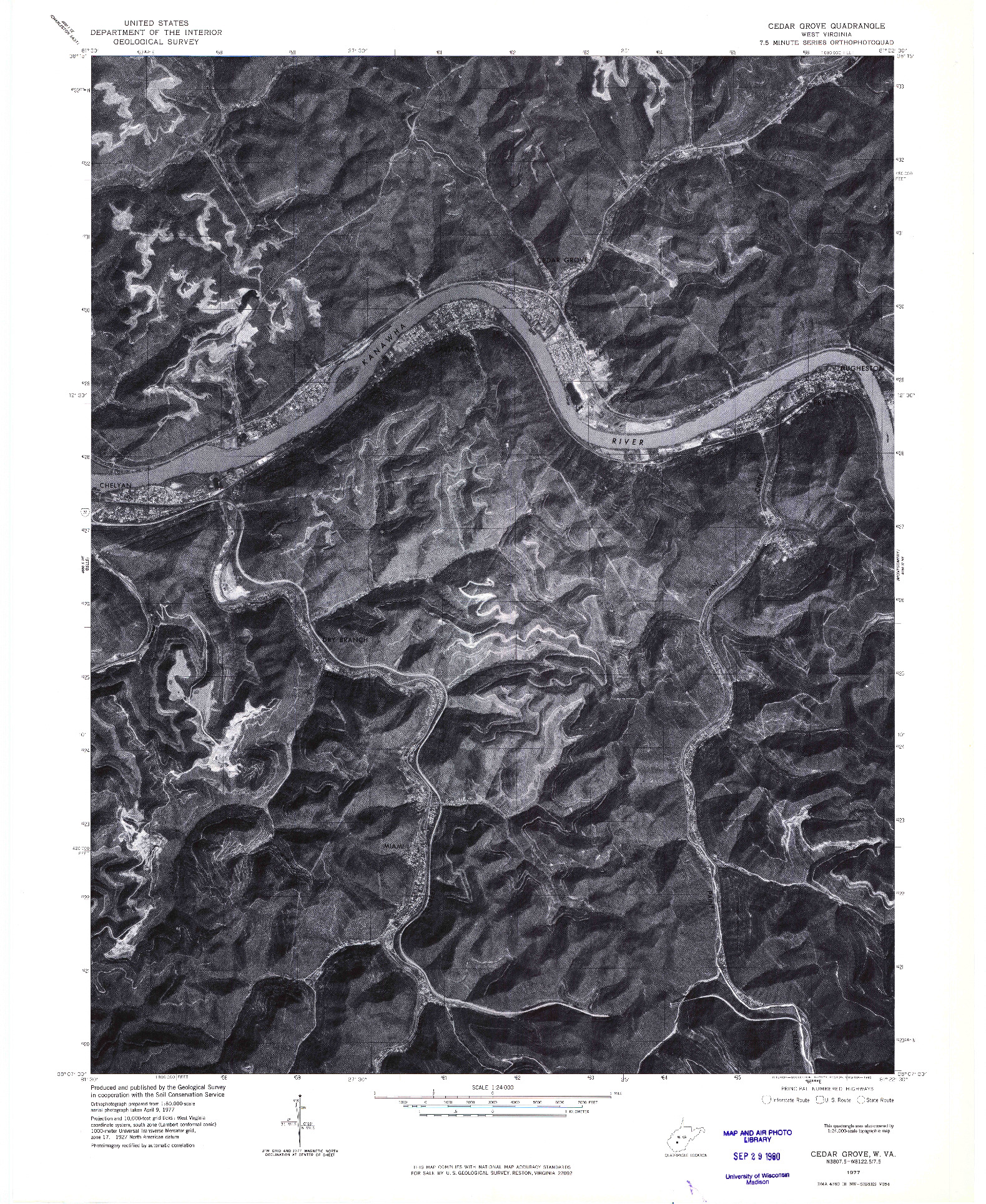 USGS 1:24000-SCALE QUADRANGLE FOR CEDAR GROVE, WV 1977