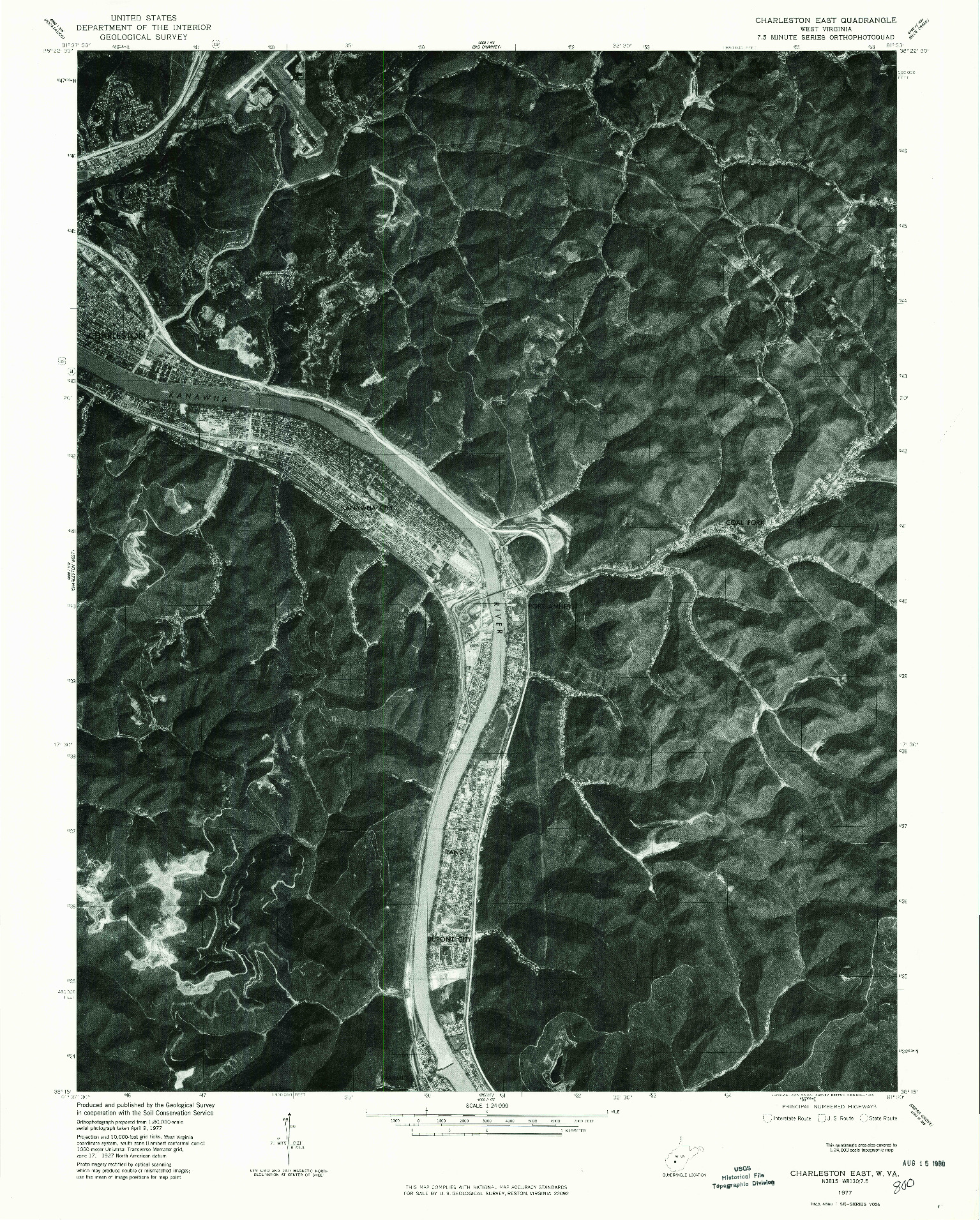 USGS 1:24000-SCALE QUADRANGLE FOR CHARLESTON EAST, WV 1977