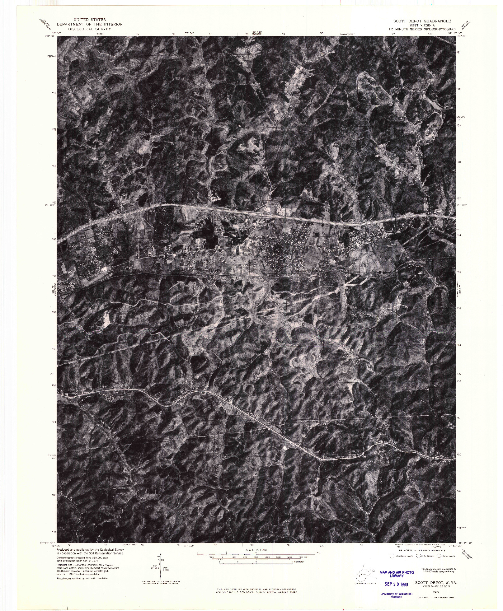 USGS 1:24000-SCALE QUADRANGLE FOR SCOTT DEPOT, WV 1977