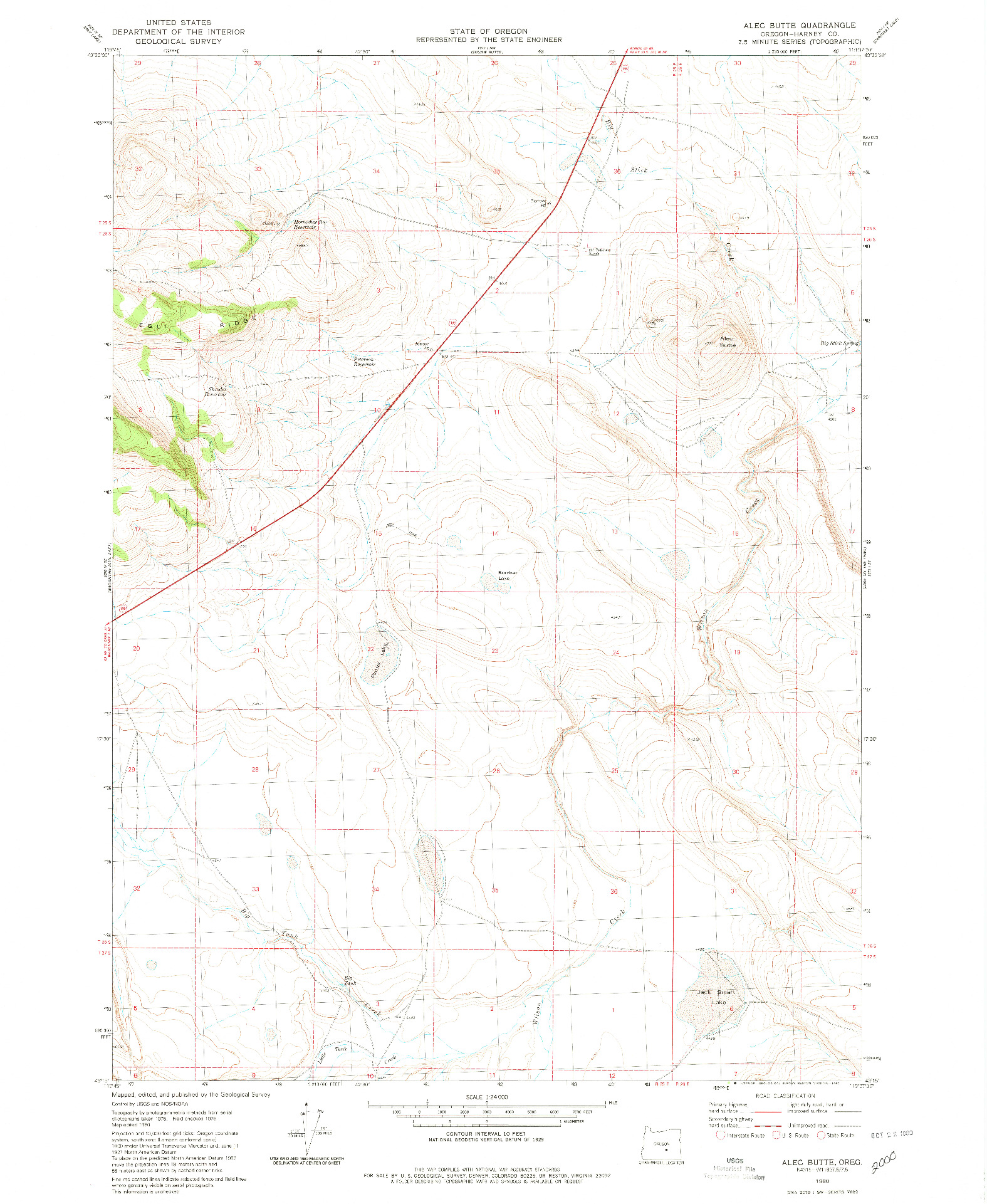 USGS 1:24000-SCALE QUADRANGLE FOR ALEC BUTTE, OR 1980