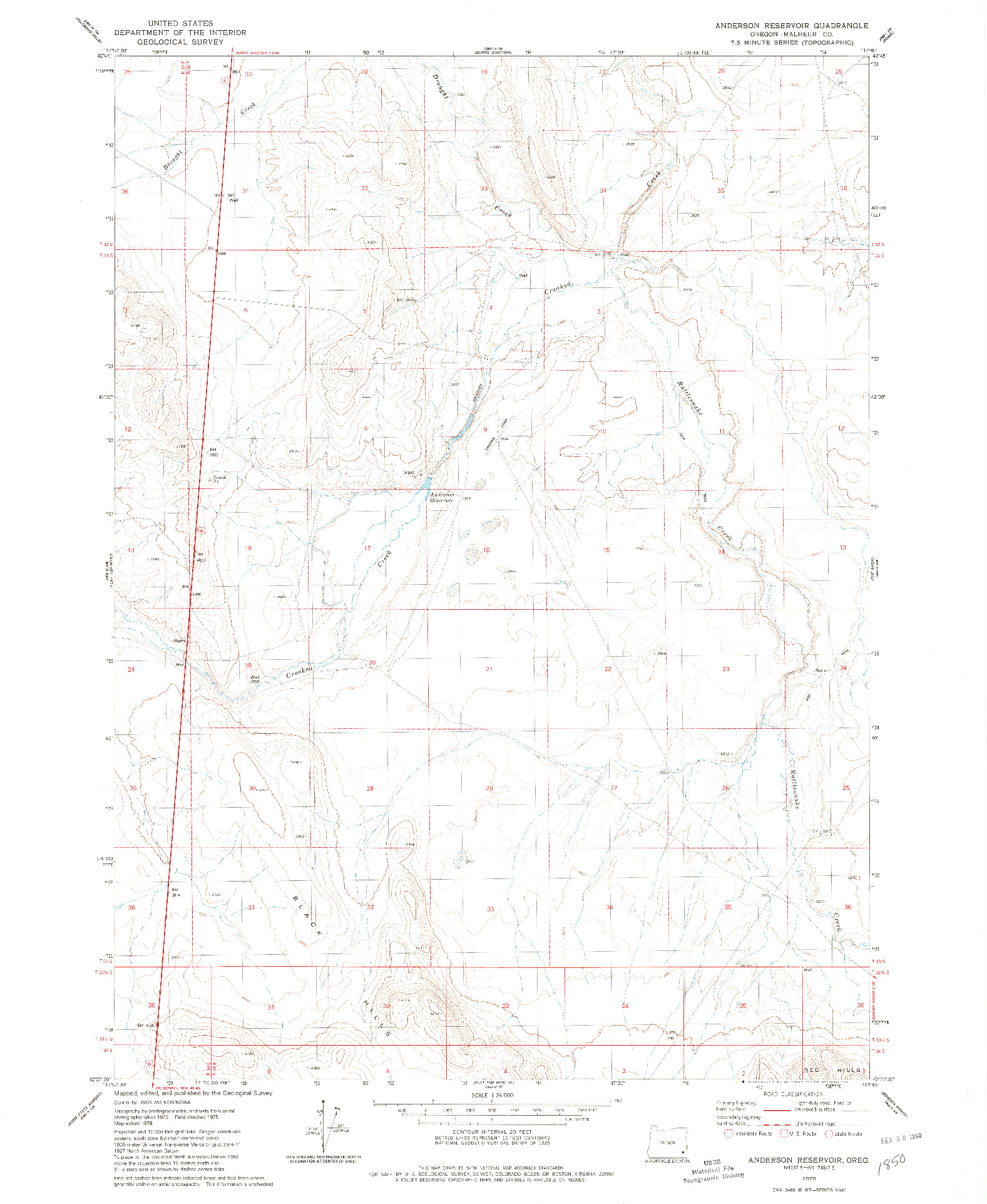 USGS 1:24000-SCALE QUADRANGLE FOR ANDERSON RESERVOIR, OR 1979