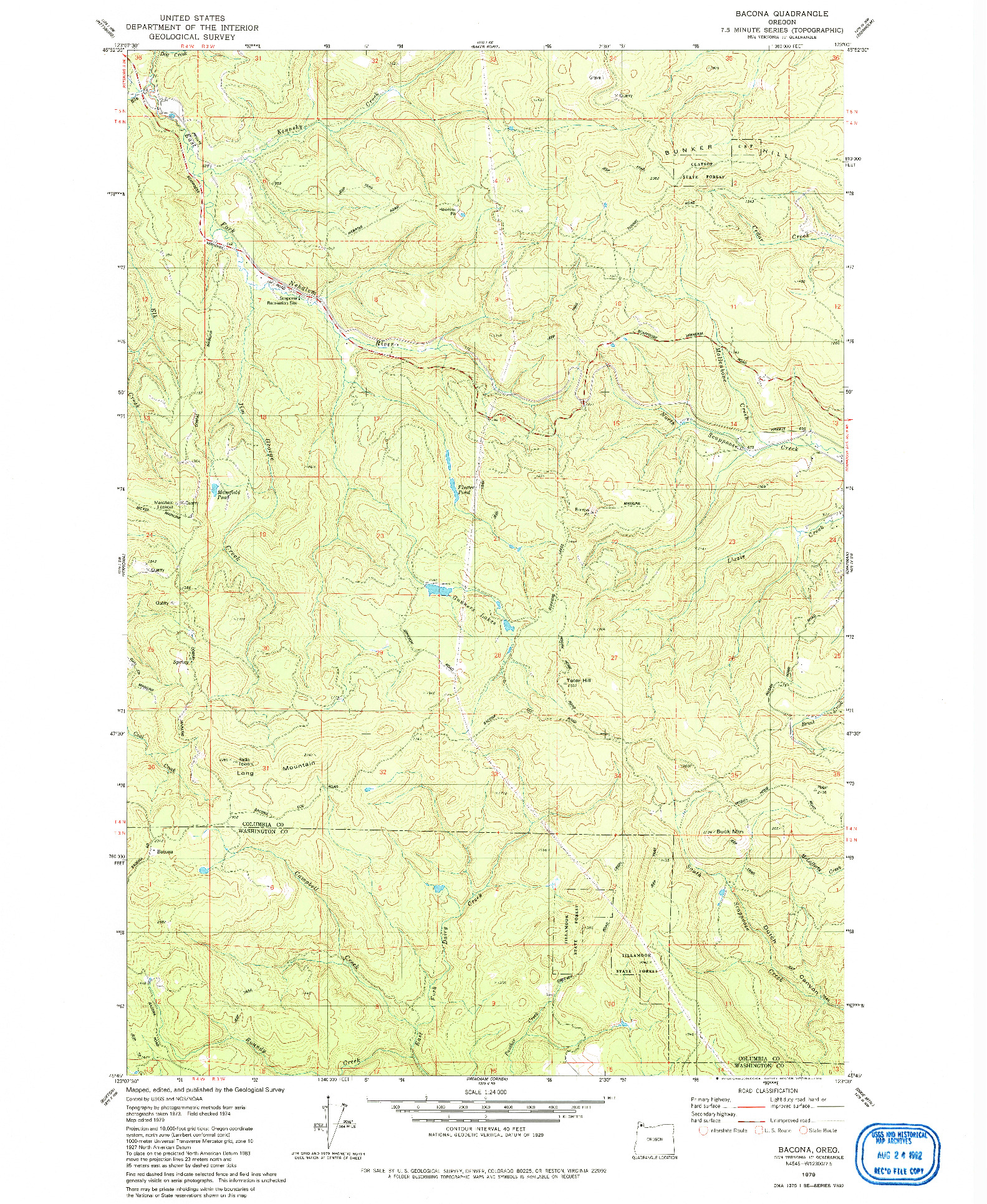 USGS 1:24000-SCALE QUADRANGLE FOR BACONA, OR 1979