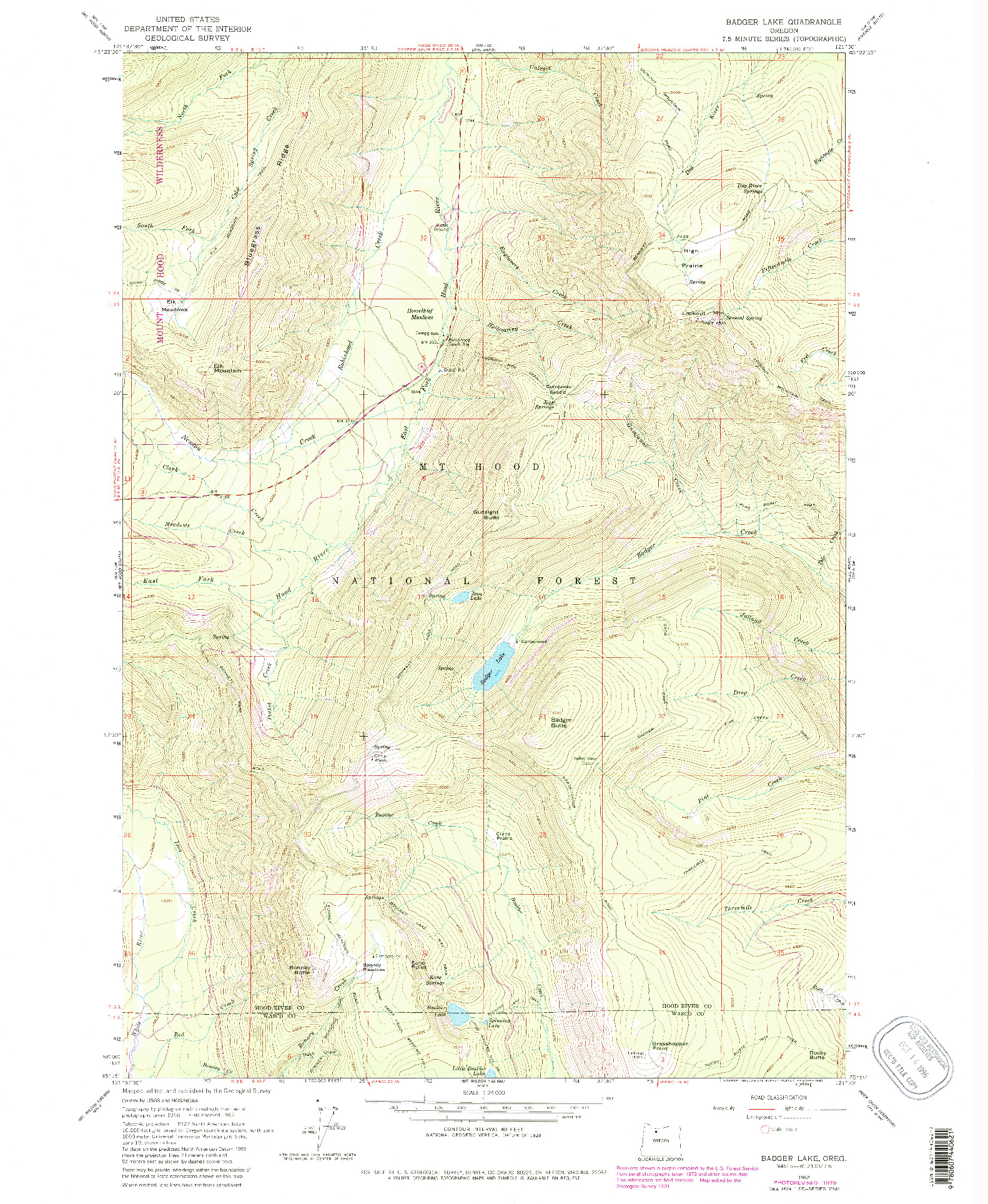 USGS 1:24000-SCALE QUADRANGLE FOR BADGER LAKE, OR 1962