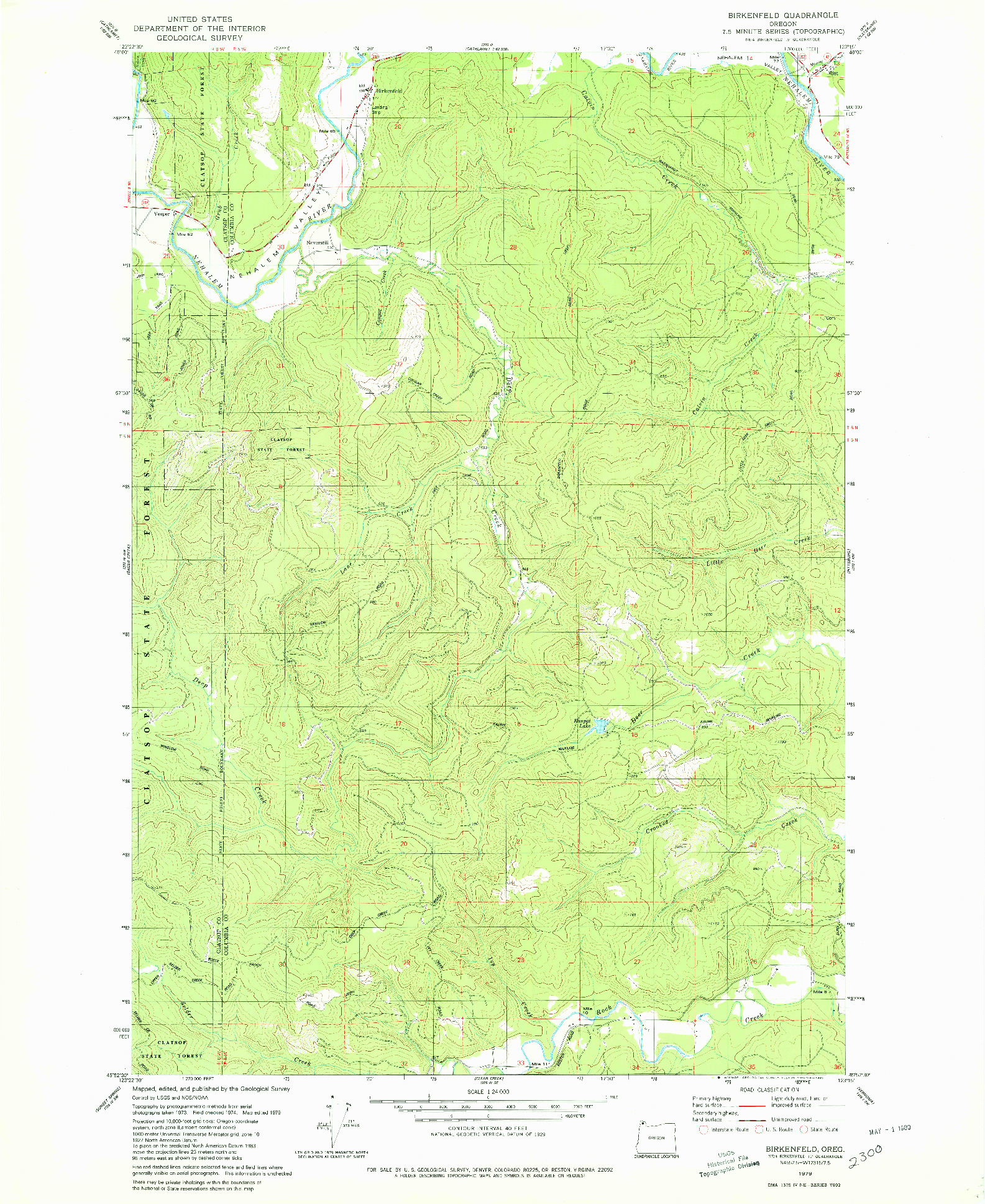 USGS 1:24000-SCALE QUADRANGLE FOR BIRKENFELD, OR 1979
