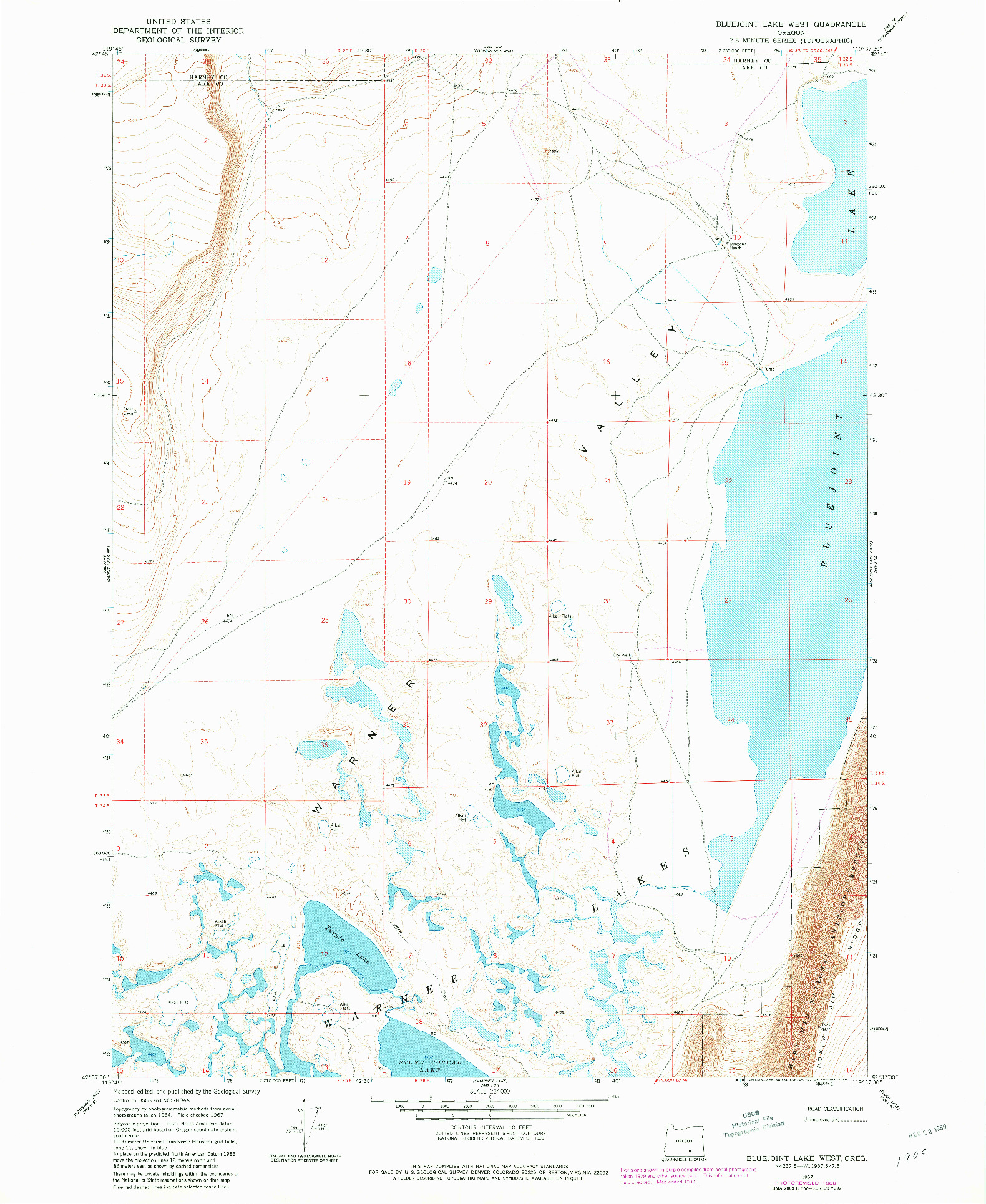 USGS 1:24000-SCALE QUADRANGLE FOR BLUEJOINT LAKE WEST, OR 1967