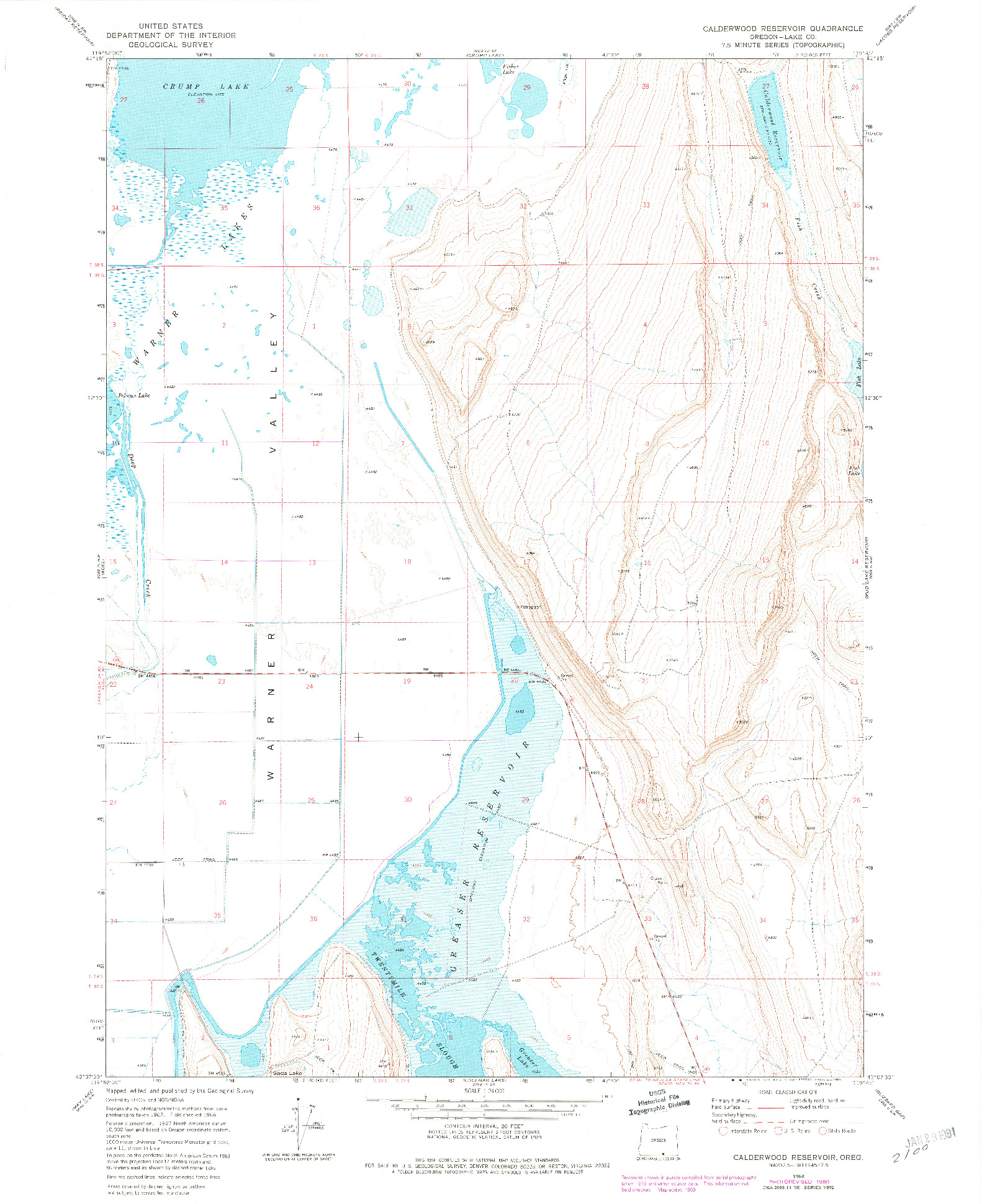 USGS 1:24000-SCALE QUADRANGLE FOR CALDERWOOD RESERVOIR, OR 1968