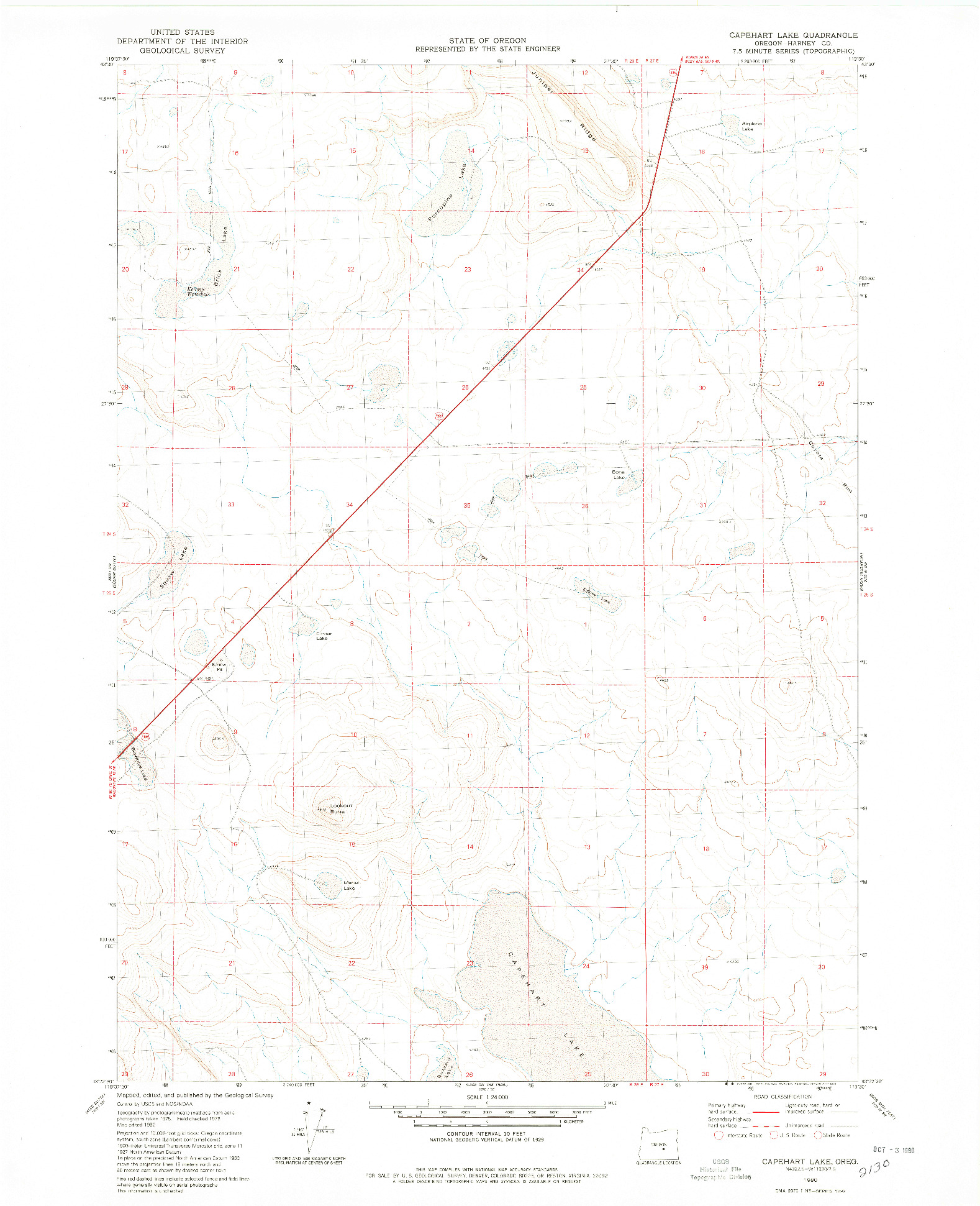 USGS 1:24000-SCALE QUADRANGLE FOR CAPEHART LAKE, OR 1980
