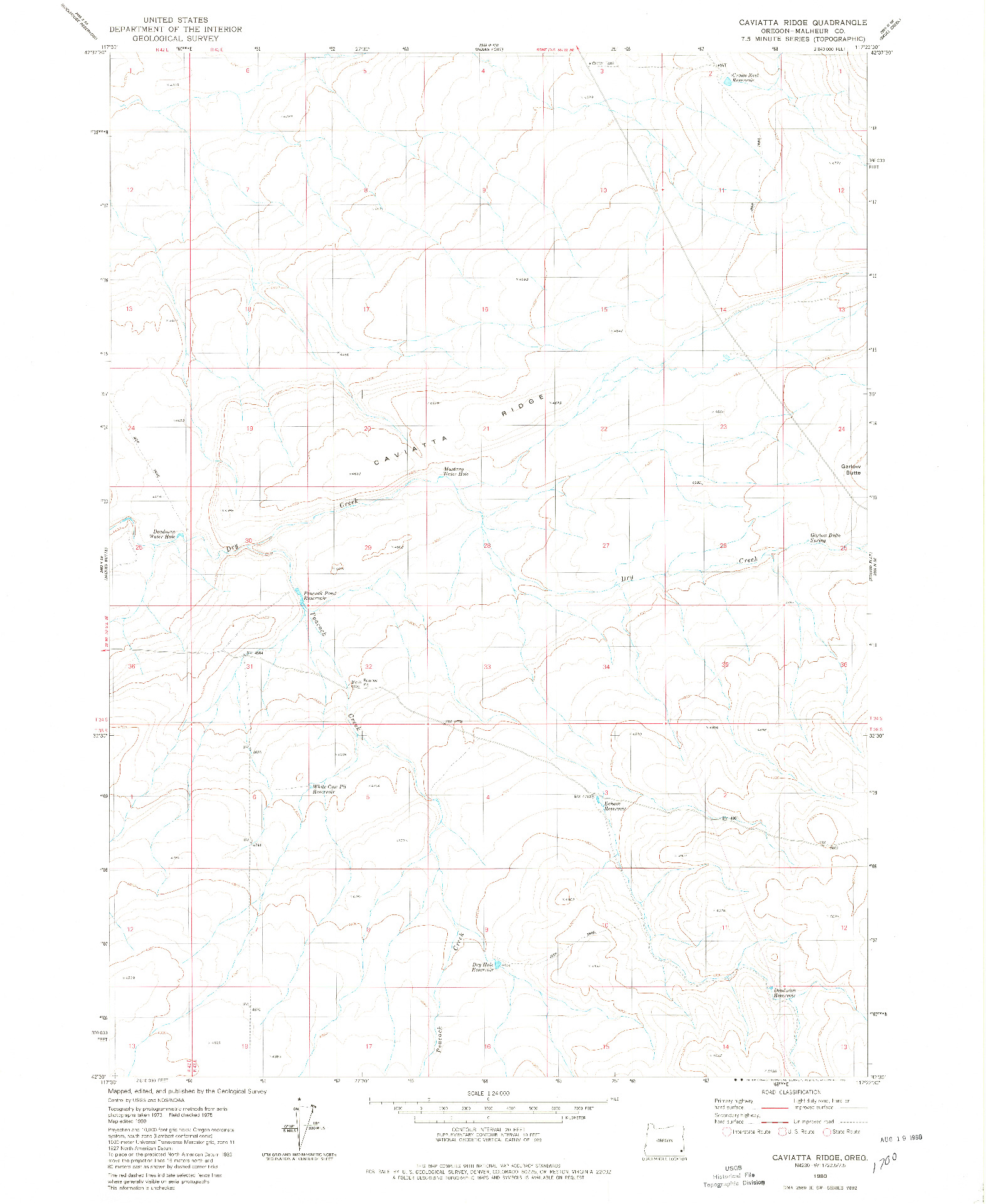 USGS 1:24000-SCALE QUADRANGLE FOR CAVIATTA RIDGE, OR 1980