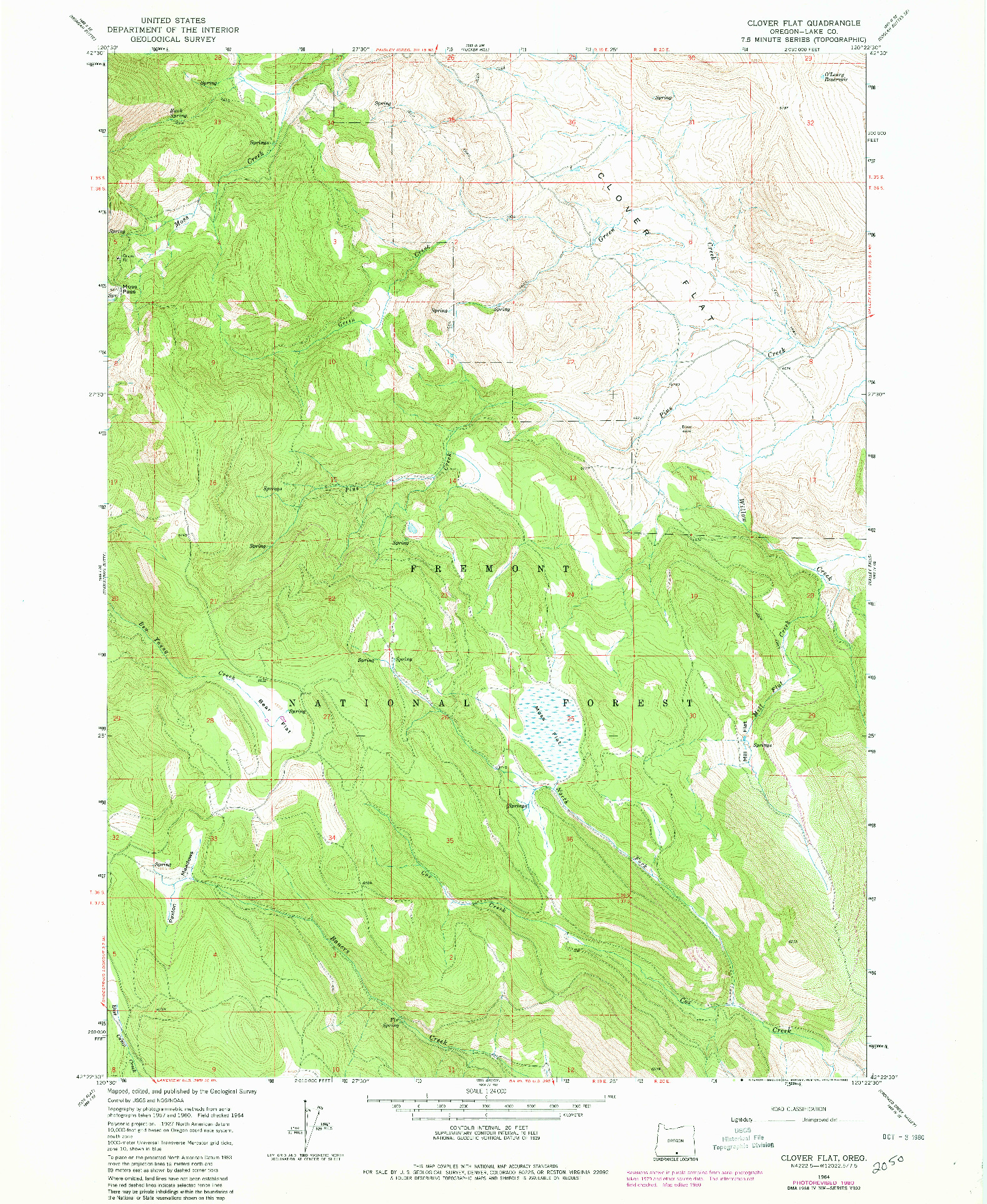 USGS 1:24000-SCALE QUADRANGLE FOR CLOVER FLAT, OR 1980