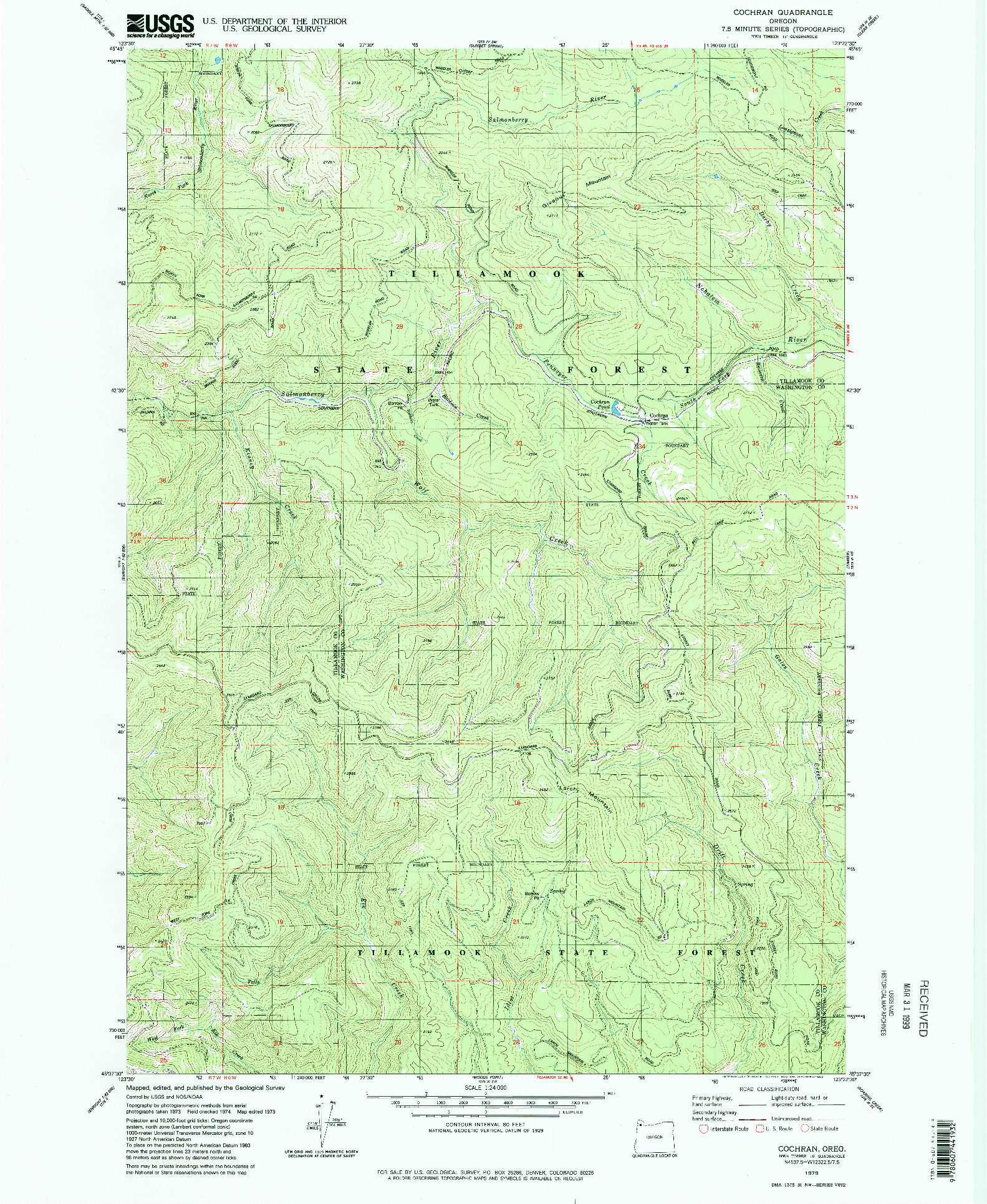 USGS 1:24000-SCALE QUADRANGLE FOR COCHRAN, OR 1979