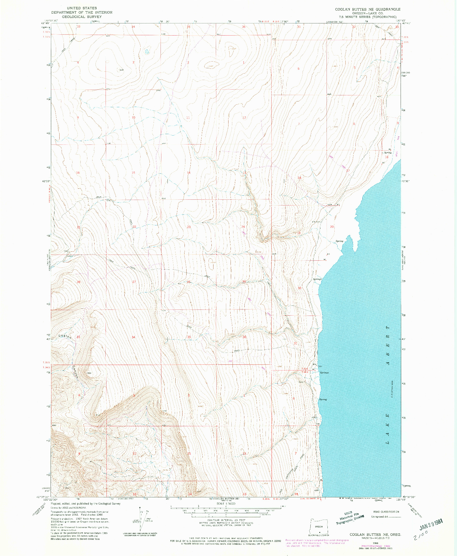 USGS 1:24000-SCALE QUADRANGLE FOR COGLAN BUTTES NE, OR 1966