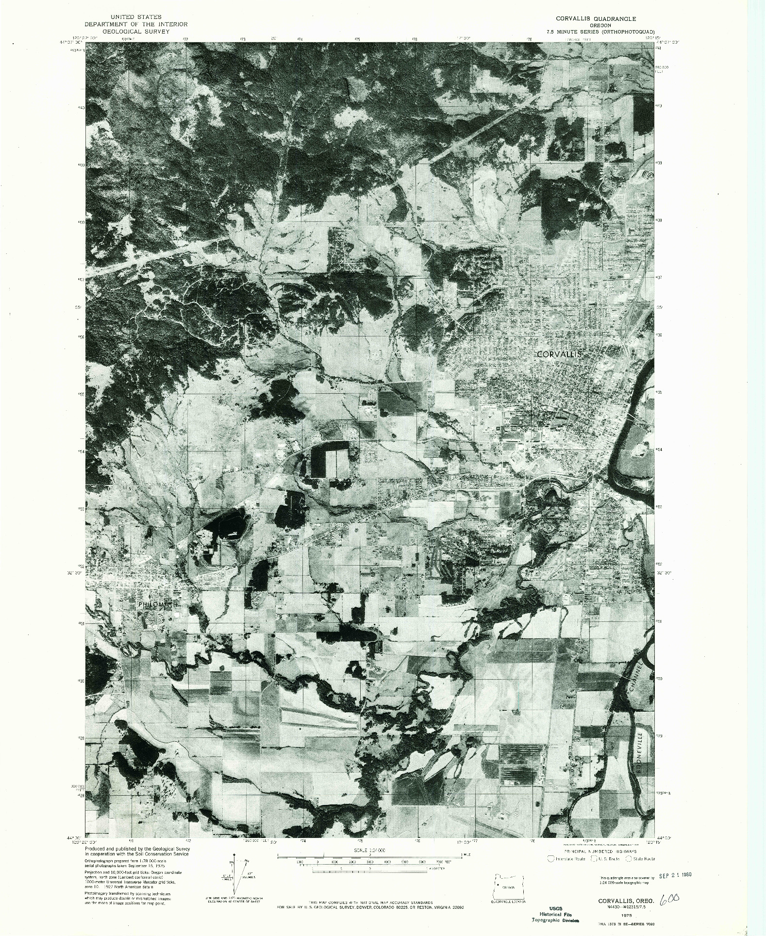 USGS 1:24000-SCALE QUADRANGLE FOR CORVALLIS, OR 1975