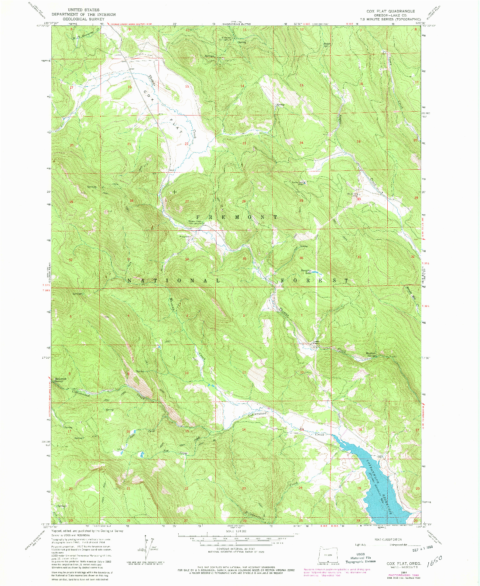 USGS 1:24000-SCALE QUADRANGLE FOR COX FLAT, OR 1964