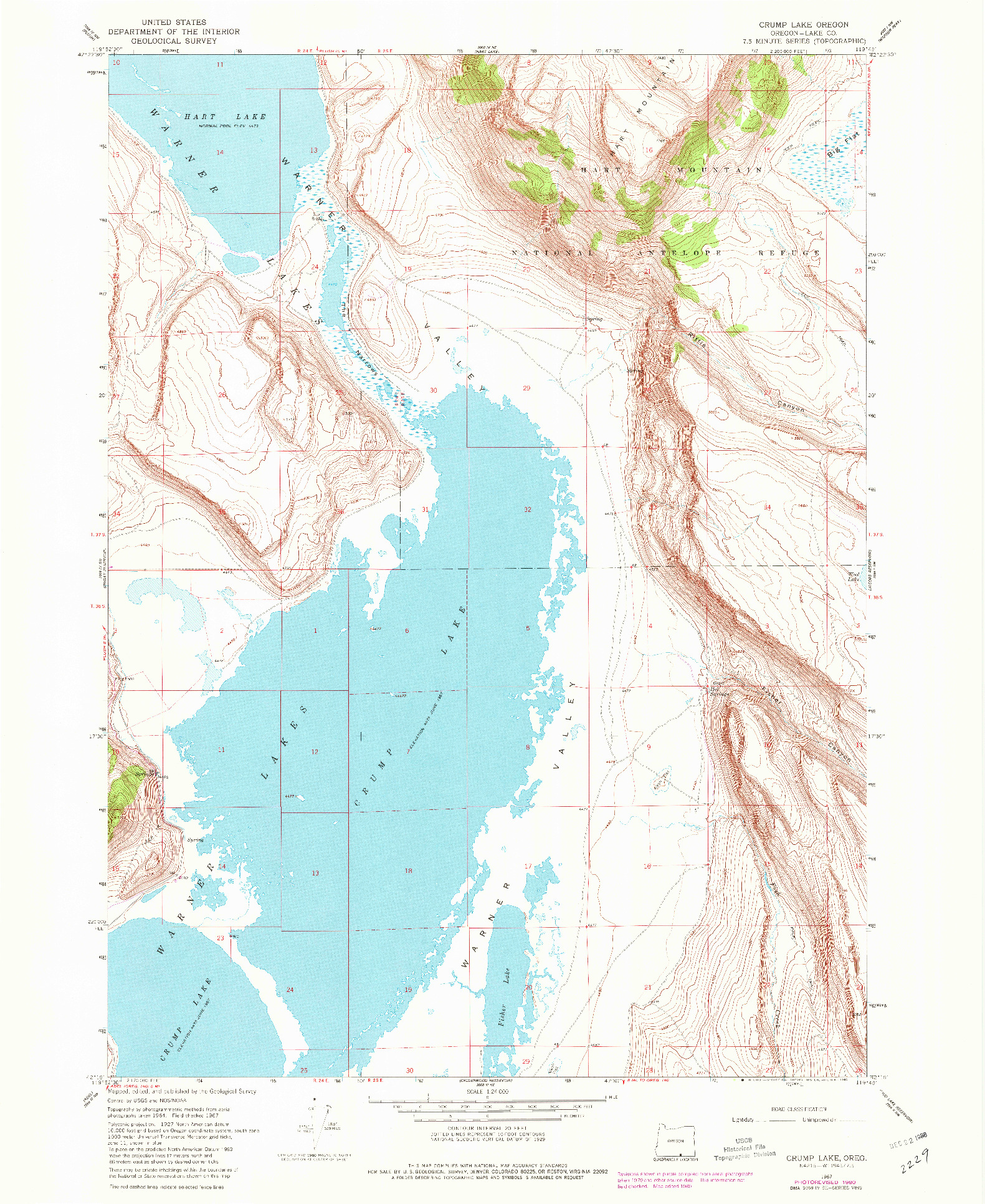 USGS 1:24000-SCALE QUADRANGLE FOR CRUMP LAKE, OR 1967