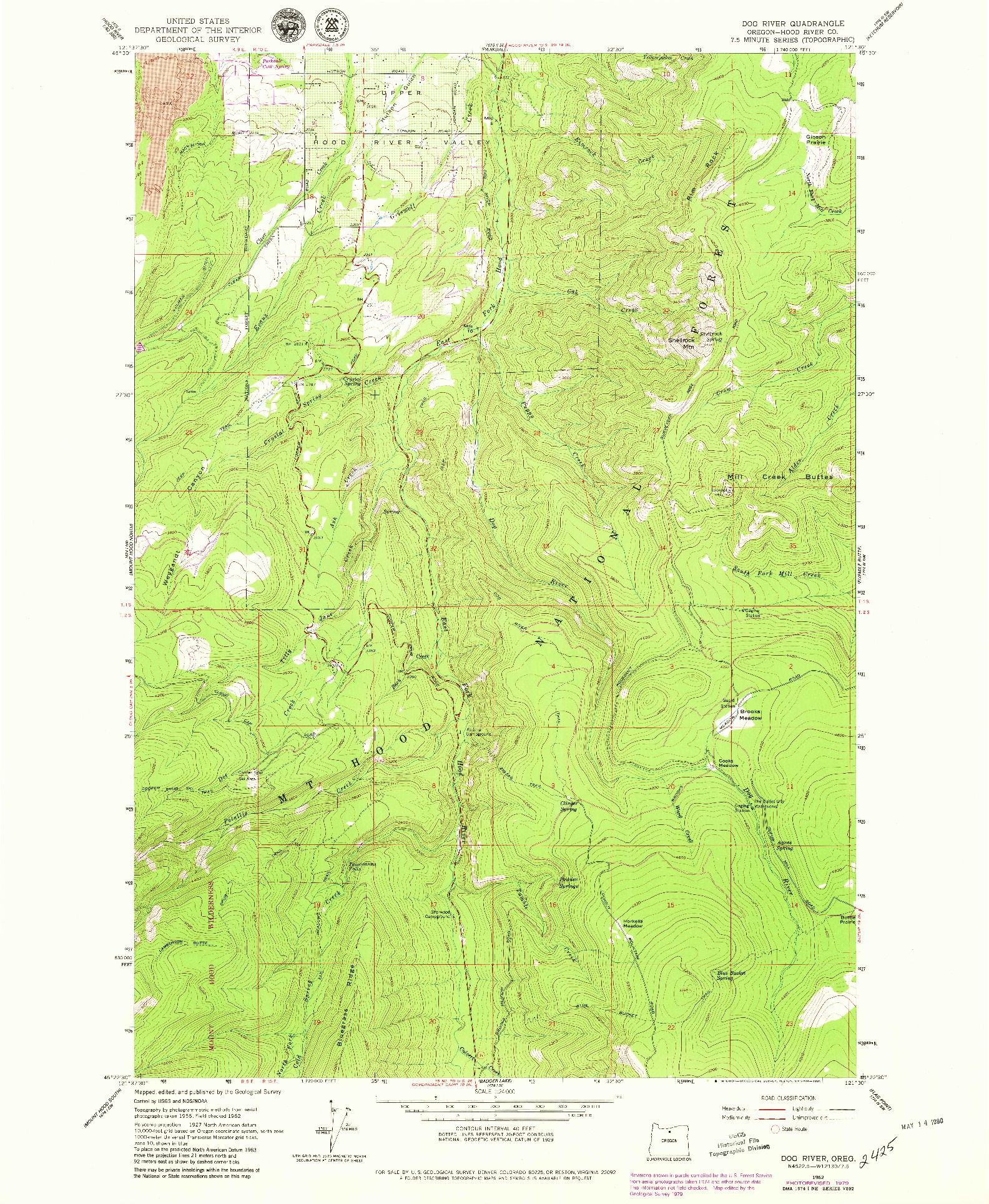 USGS 1:24000-SCALE QUADRANGLE FOR DOG RIVER, OR 1962