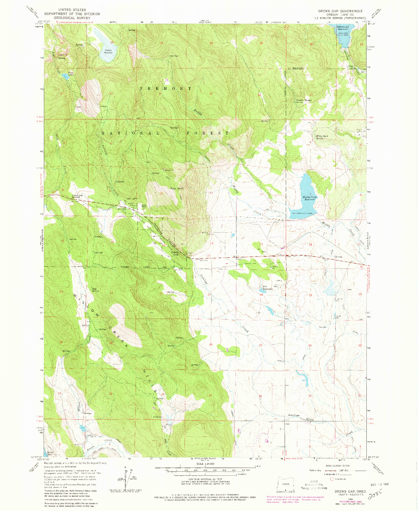 USGS 1:24000-SCALE QUADRANGLE FOR DREWS GAP, OR 1964