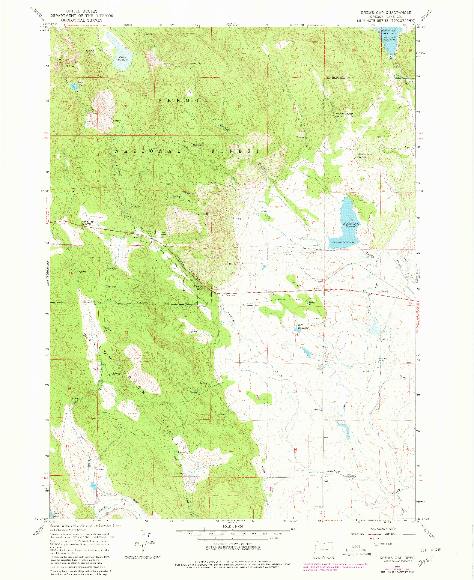 USGS 1:24000-SCALE QUADRANGLE FOR DREWS GAP, OR 1964