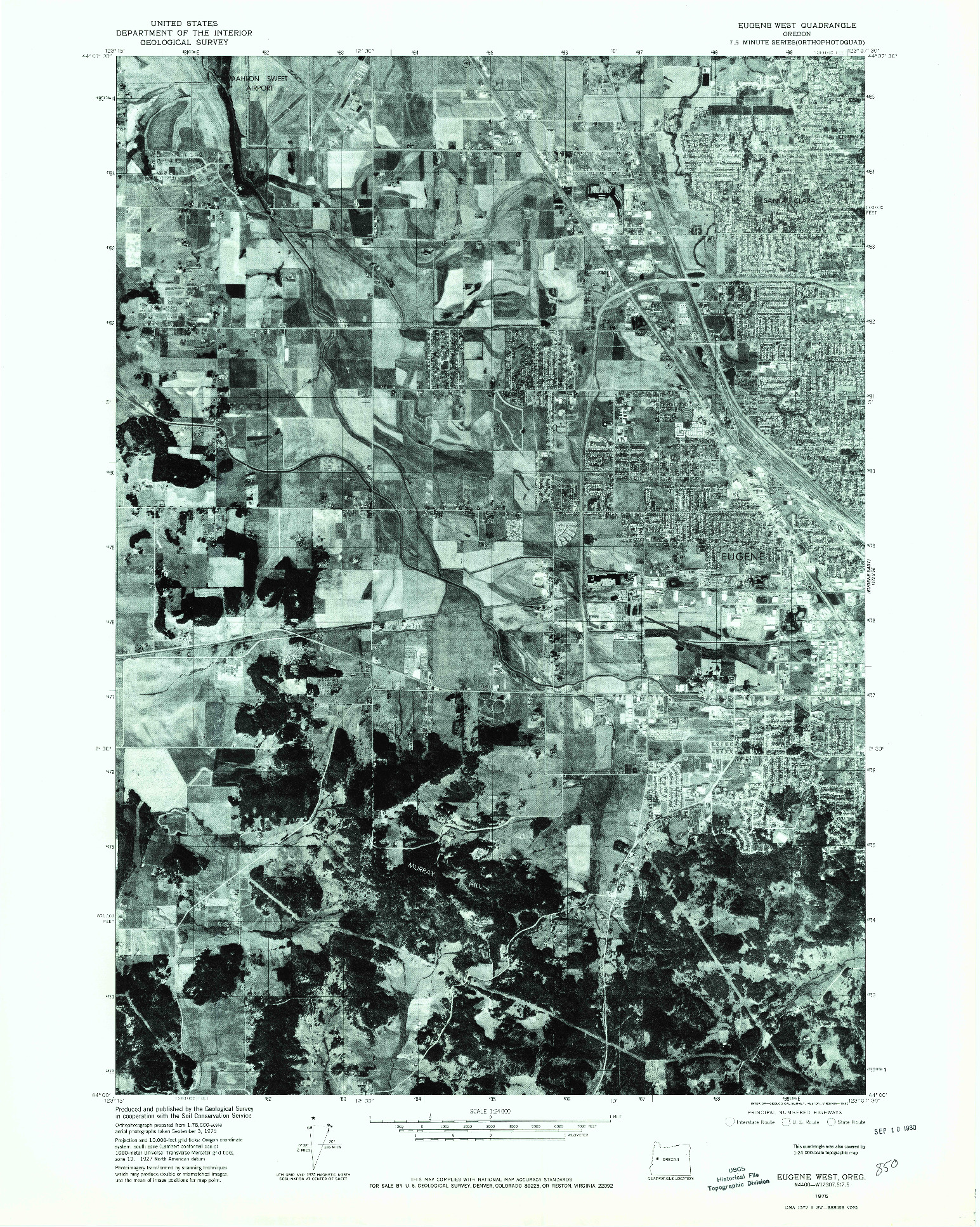 USGS 1:24000-SCALE QUADRANGLE FOR EUGENE WEST, OR 1975