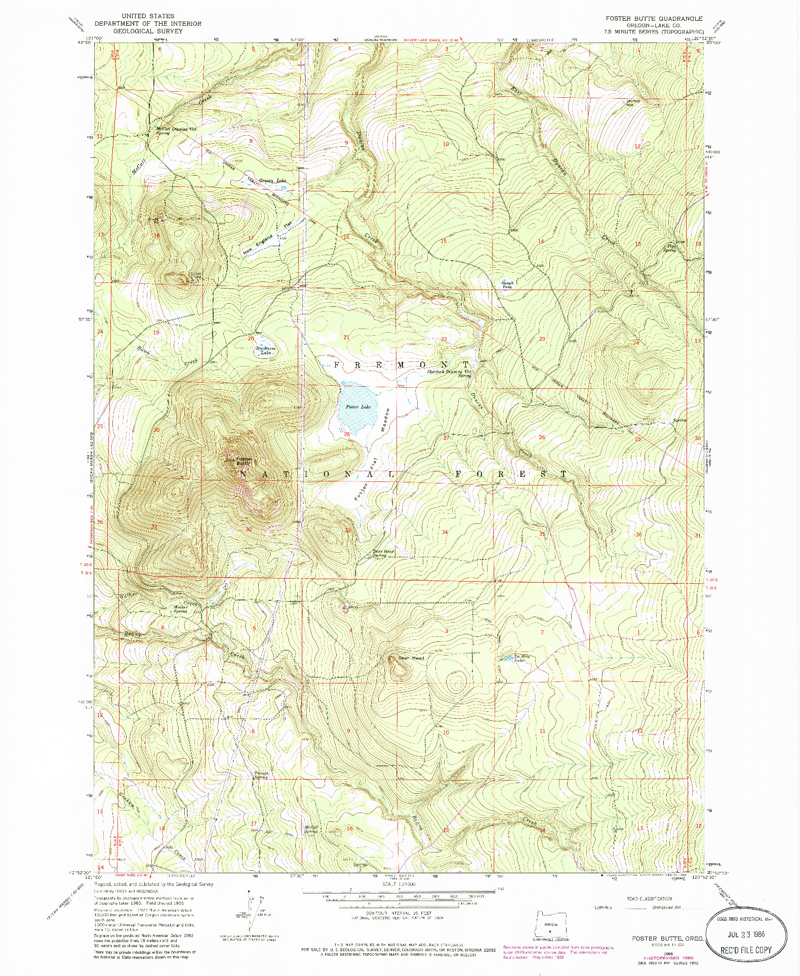 USGS 1:24000-SCALE QUADRANGLE FOR FOSTER BUTTE, OR 1966