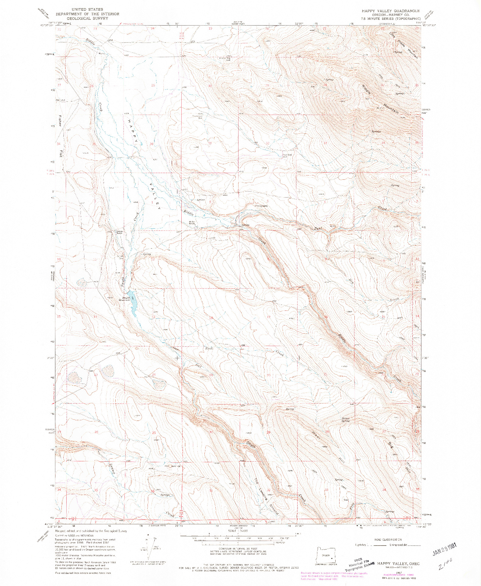 USGS 1:24000-SCALE QUADRANGLE FOR HAPPY VALLEY, OR 1967