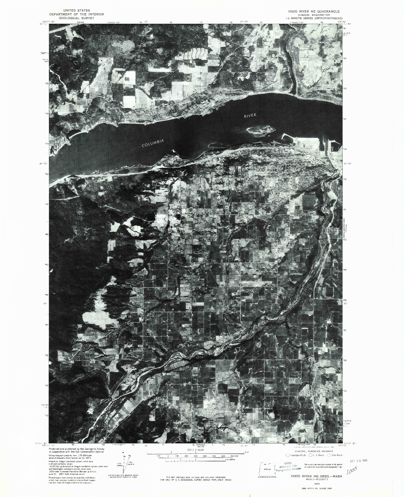 USGS 1:24000-SCALE QUADRANGLE FOR HOOD RIVER NE, OR 1975
