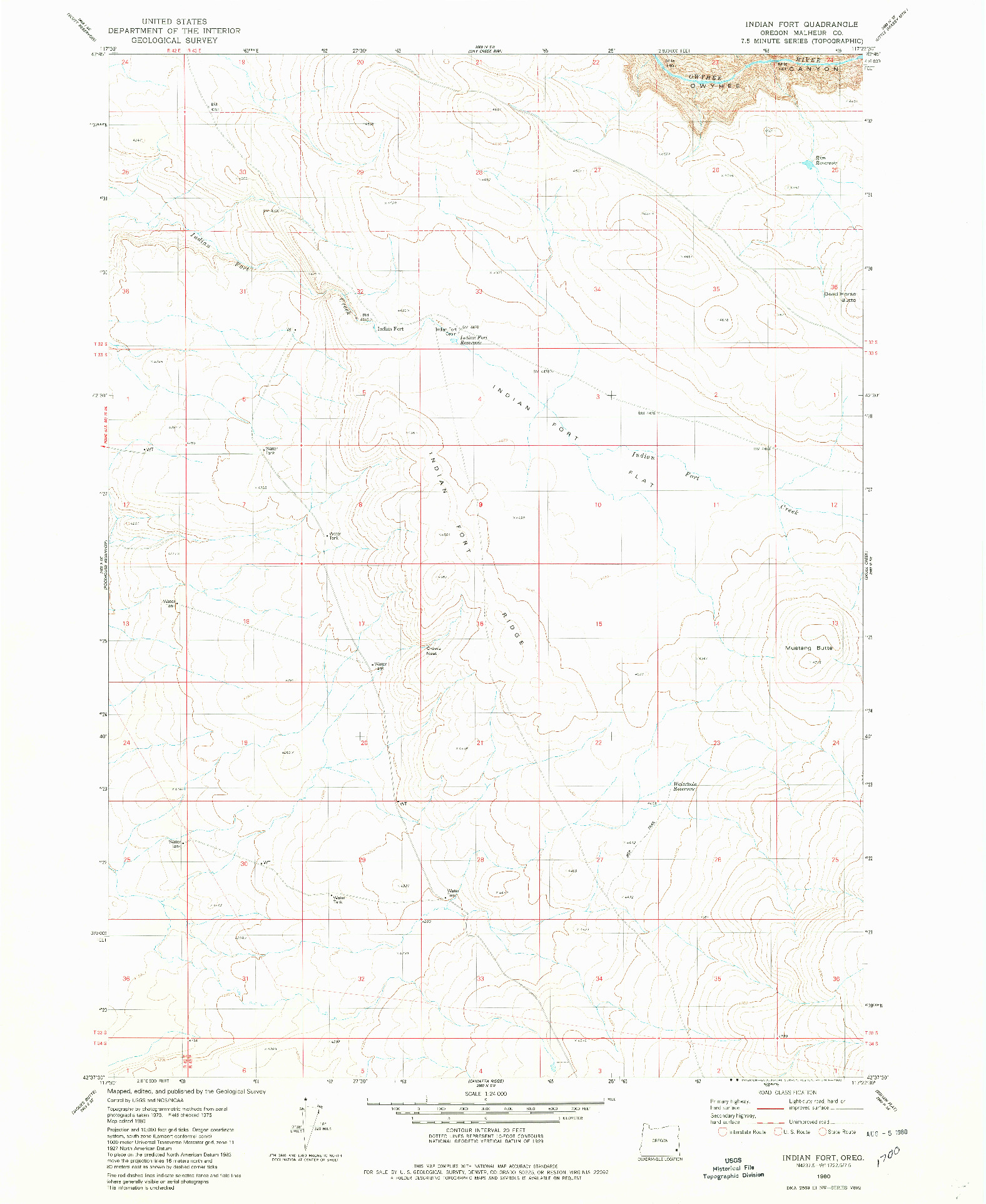 USGS 1:24000-SCALE QUADRANGLE FOR INDIAN FORT, OR 1980