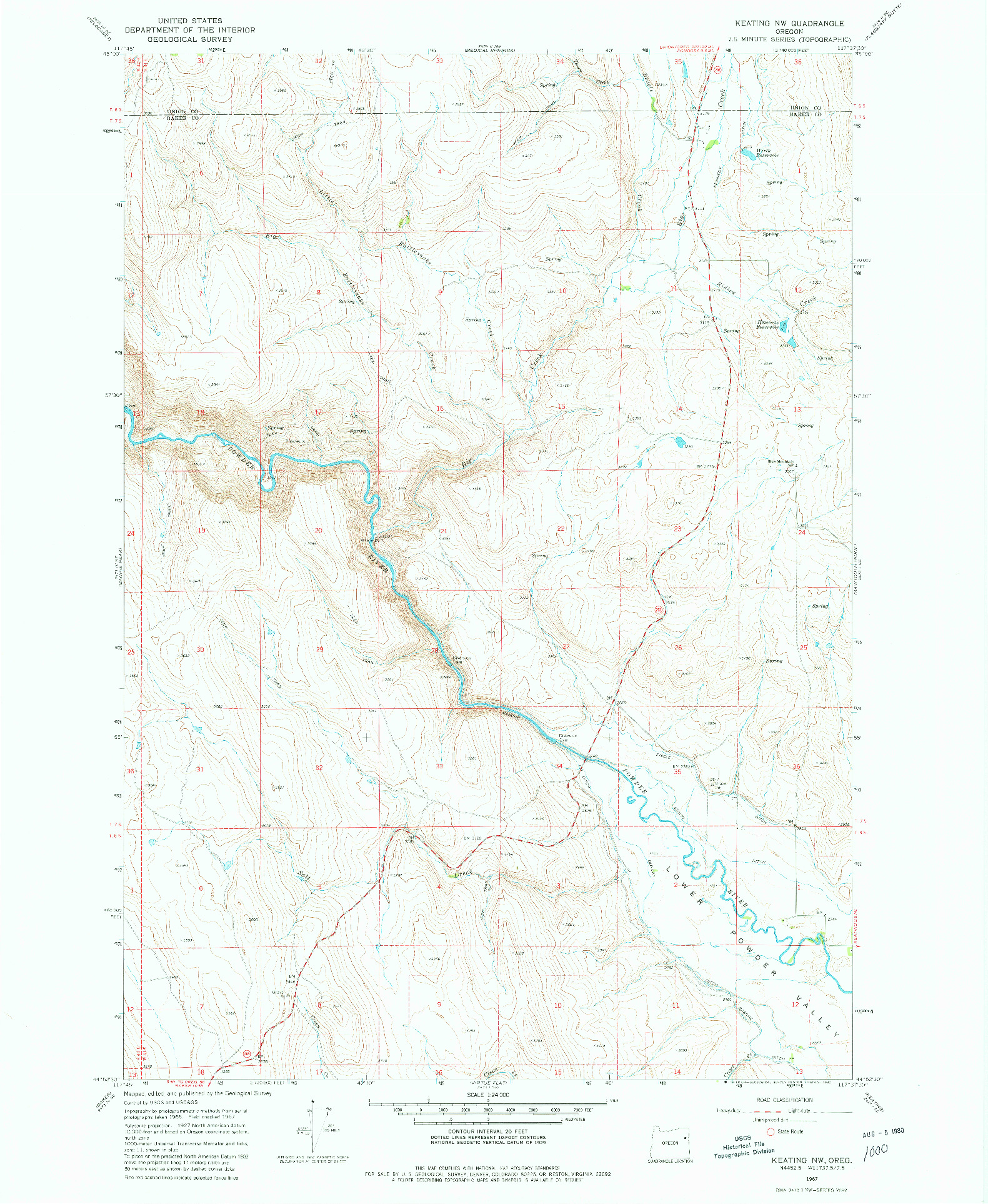 USGS 1:24000-SCALE QUADRANGLE FOR KEATING NW, OR 1967