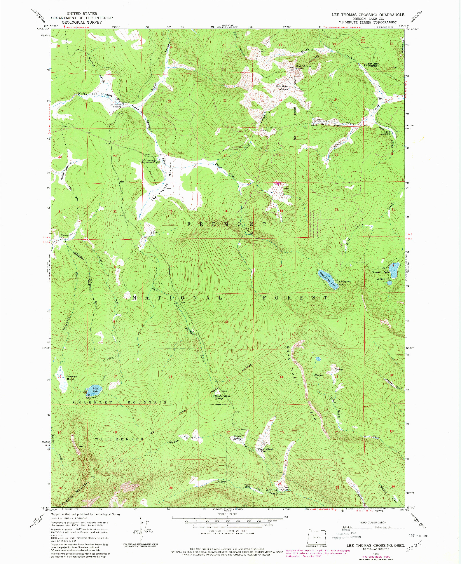 USGS 1:24000-SCALE QUADRANGLE FOR LEE THOMAS CROSSING, OR 1966