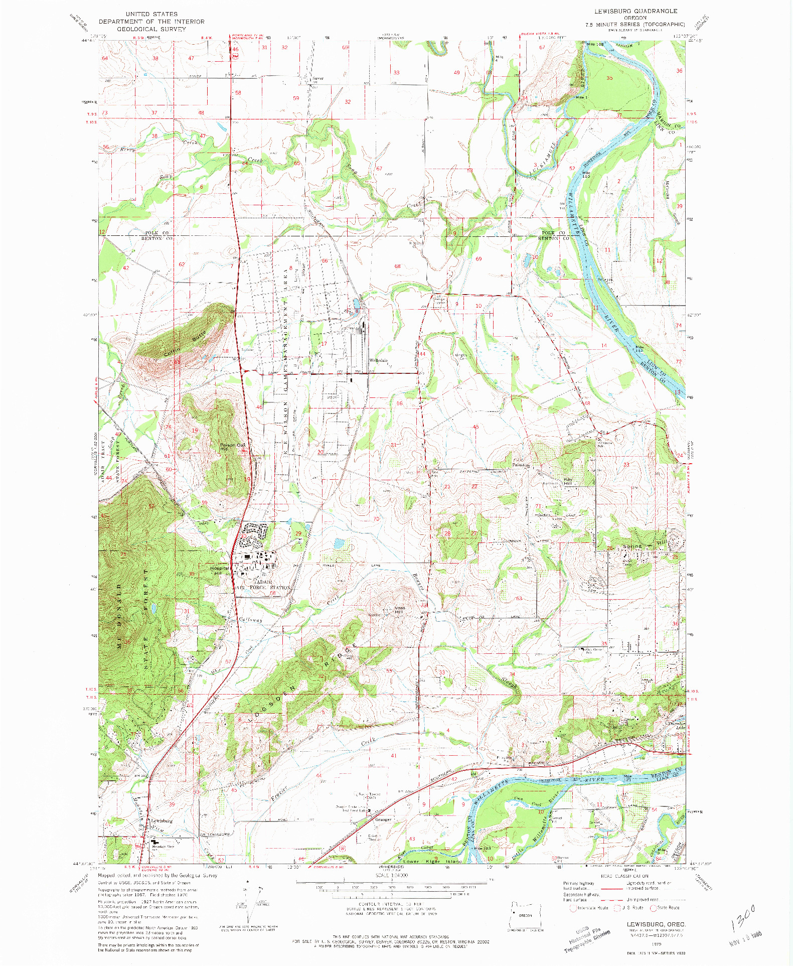 USGS 1:24000-SCALE QUADRANGLE FOR LEWISBURG, OR 1970