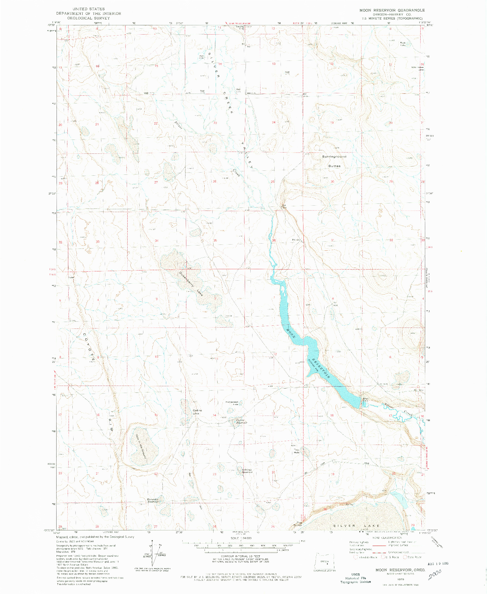 USGS 1:24000-SCALE QUADRANGLE FOR MOON RESERVOIR, OR 1979