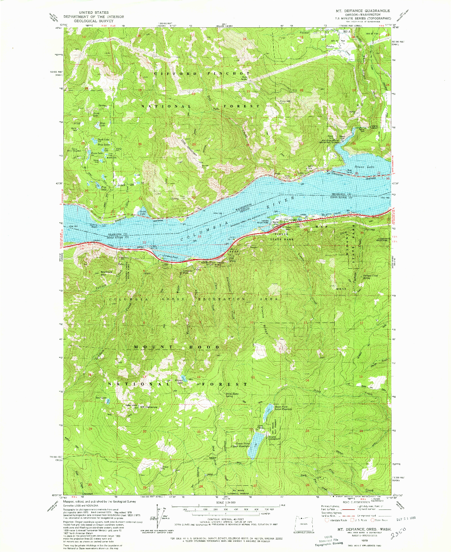 USGS 1:24000-SCALE QUADRANGLE FOR MT. DEFIANCE, OR 1979